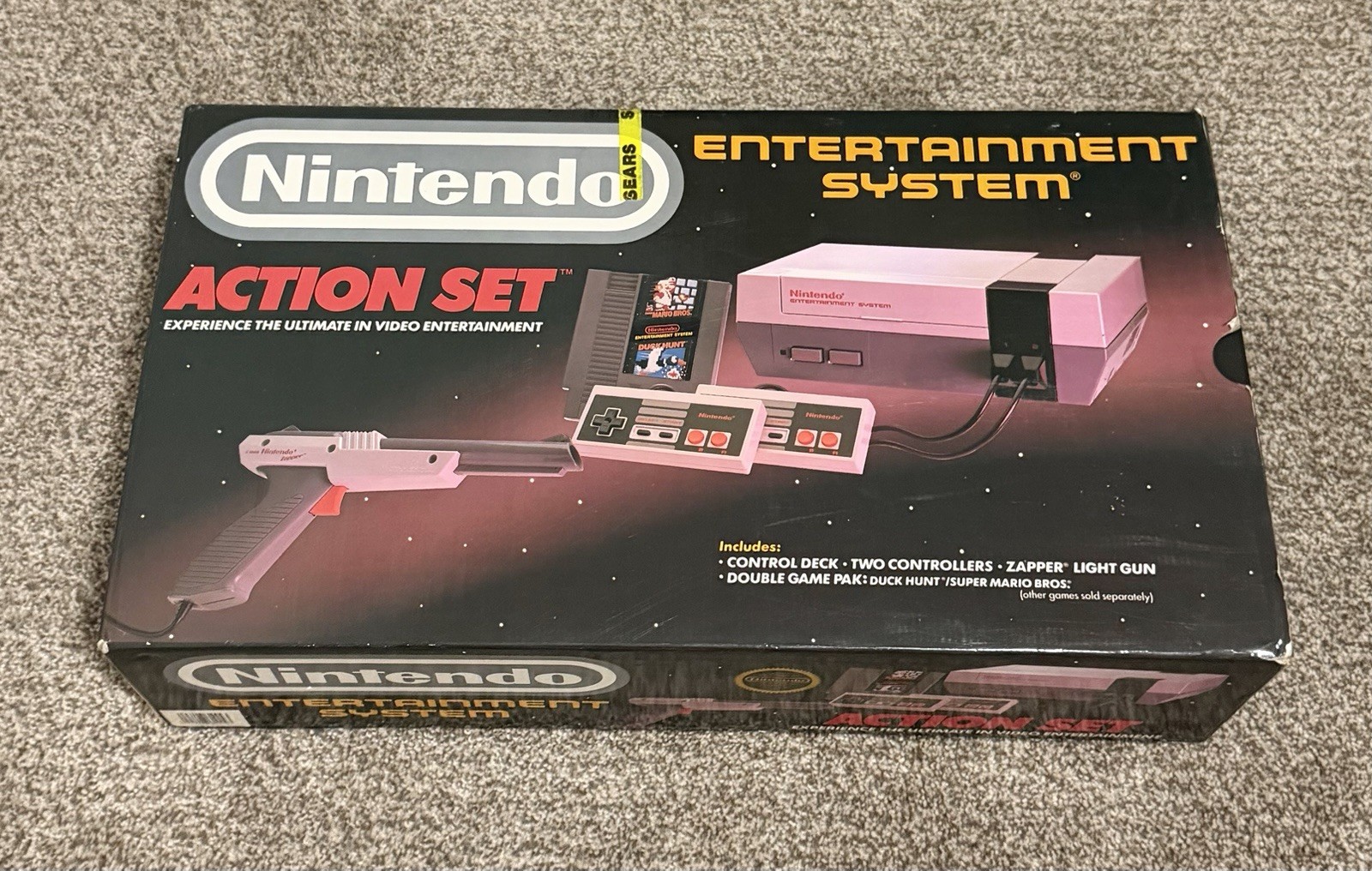 Original Nintendo NES Action Set System 100% CIB Complete Box NOT Working READ