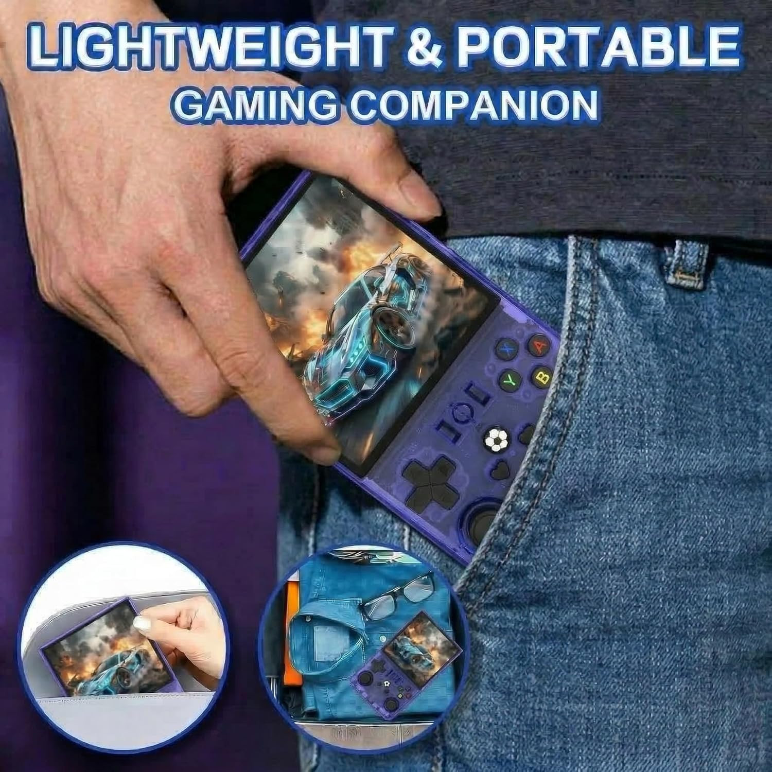 R36MAX Handheld Retro Game Console,4.0″ IPS 720X720 HD Screen,128Gb with 30,000+