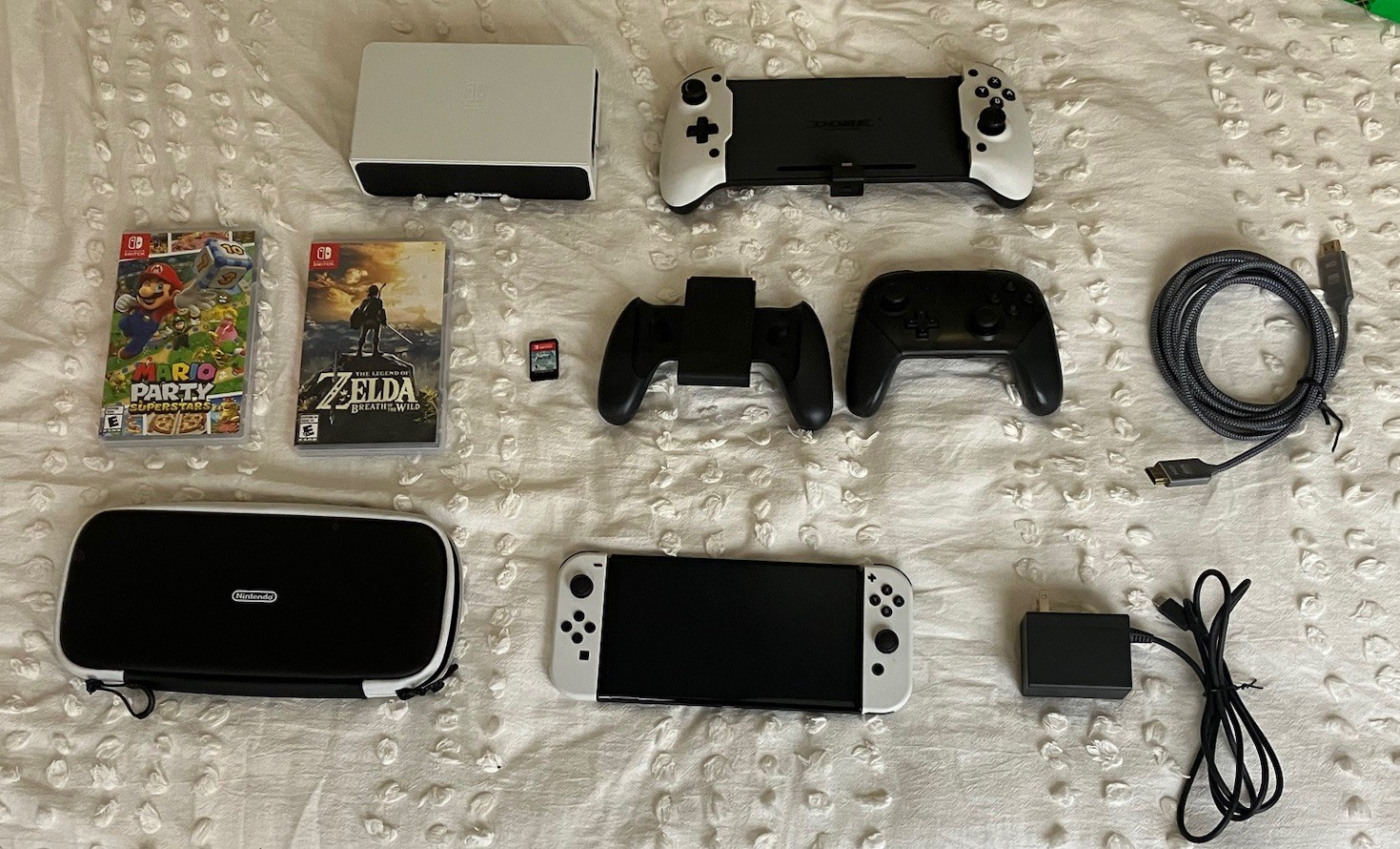 Nintendo Switch OLED with Pro Controller, Dock, Charger, Games, Bundle + Extras