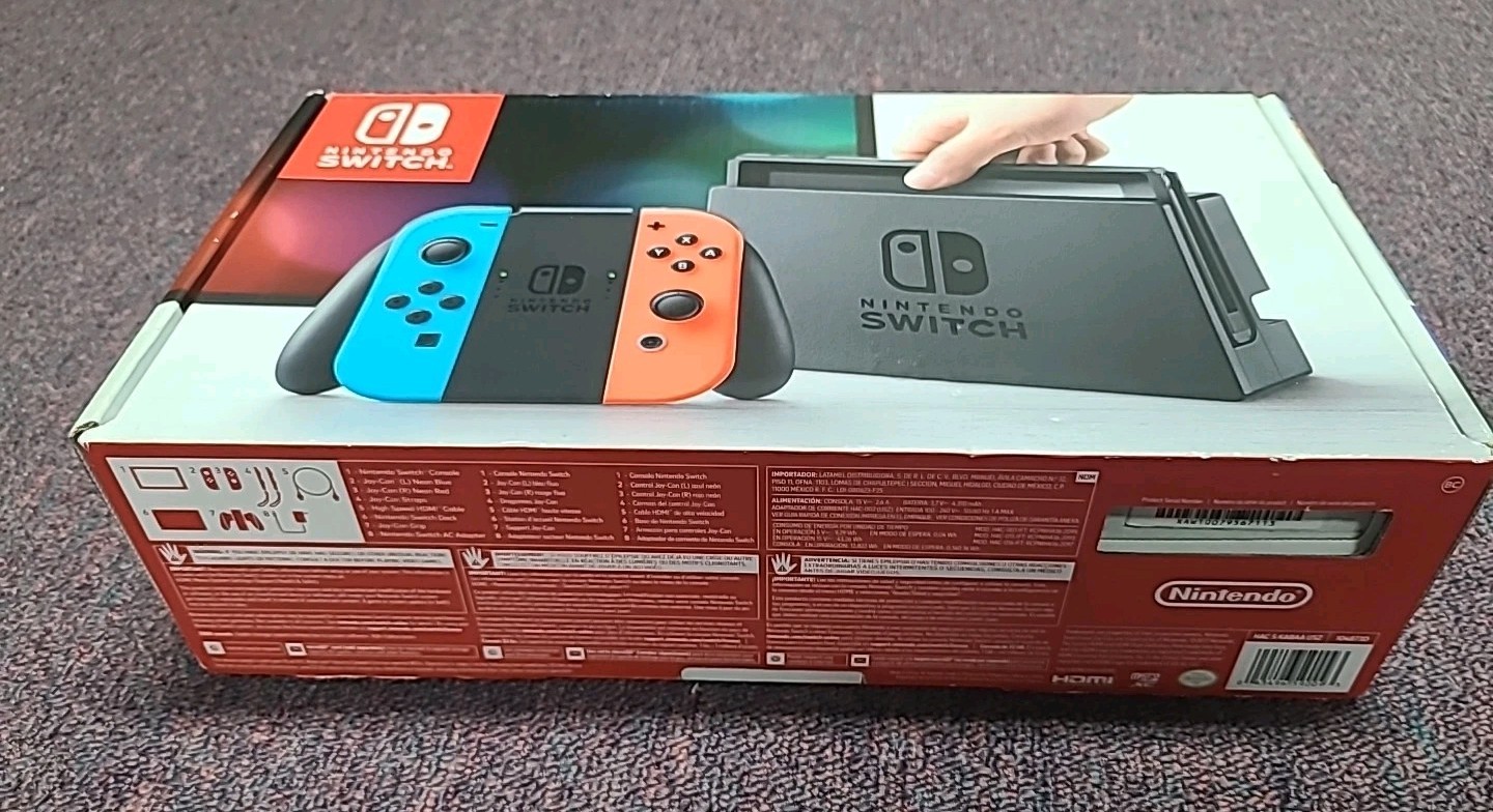 Nintendo Switch 32GB Gray Console with Neon Red and Neon Blue *Box Only*