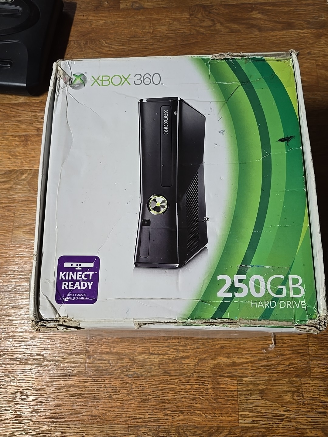 Microsoft Xbox 360 Black Console — 250 GB — With Box – Third Party Controller