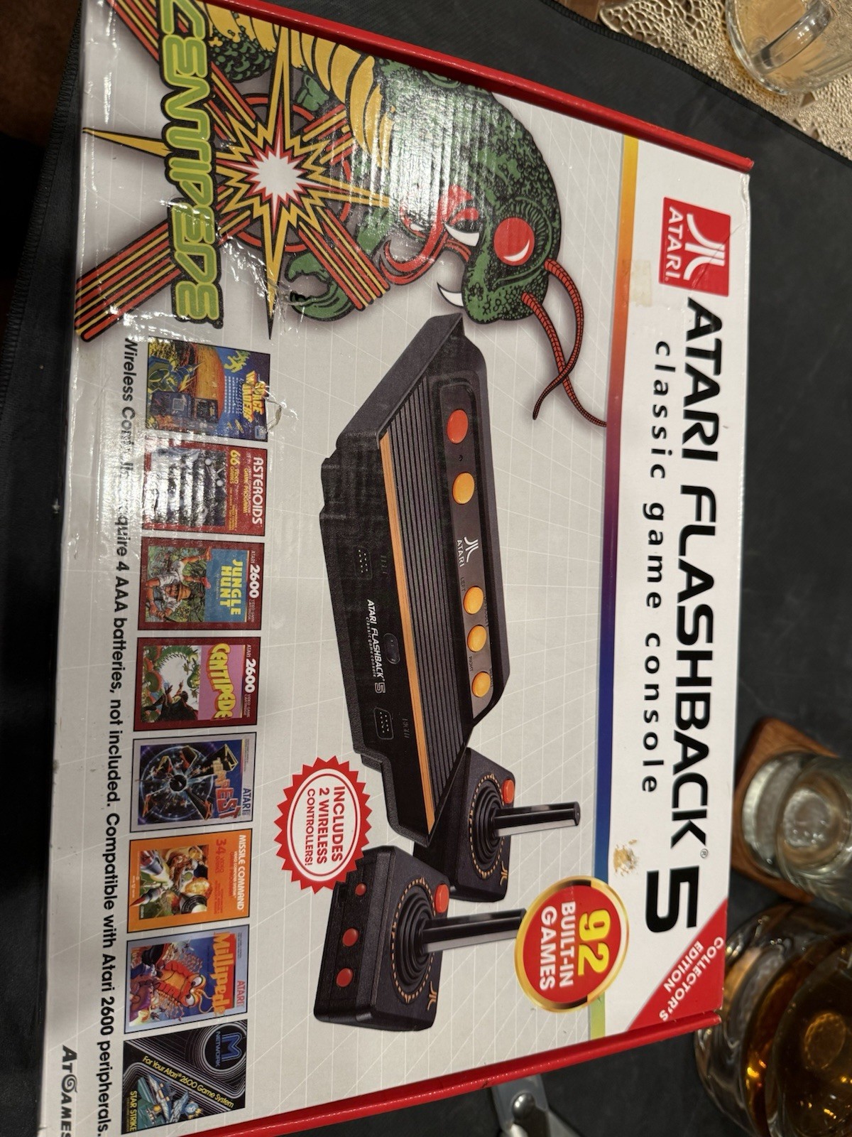 Atari Flashback 5 Black Orange Console Wireless Controllers 92 Games Atari 2600