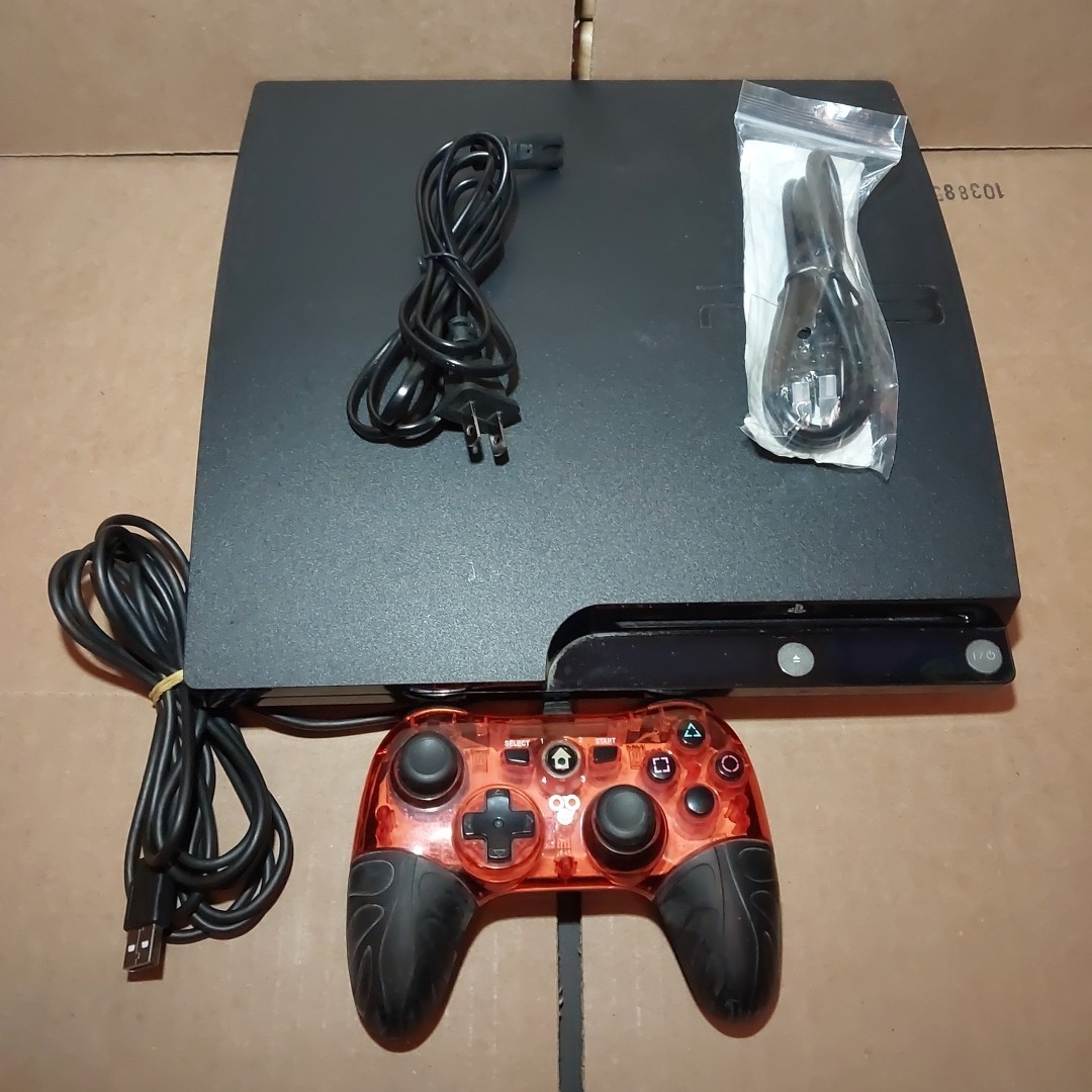 Sony PlayStation 3 PS3 Slim Console CECH-2001B 250GB Bundle w/ Controller Cords