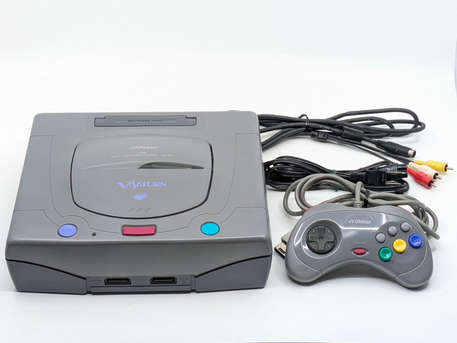 Sega Victor V-Saturn RG-JX2 Gray Console Complete Set NTSC-J Japan Tested