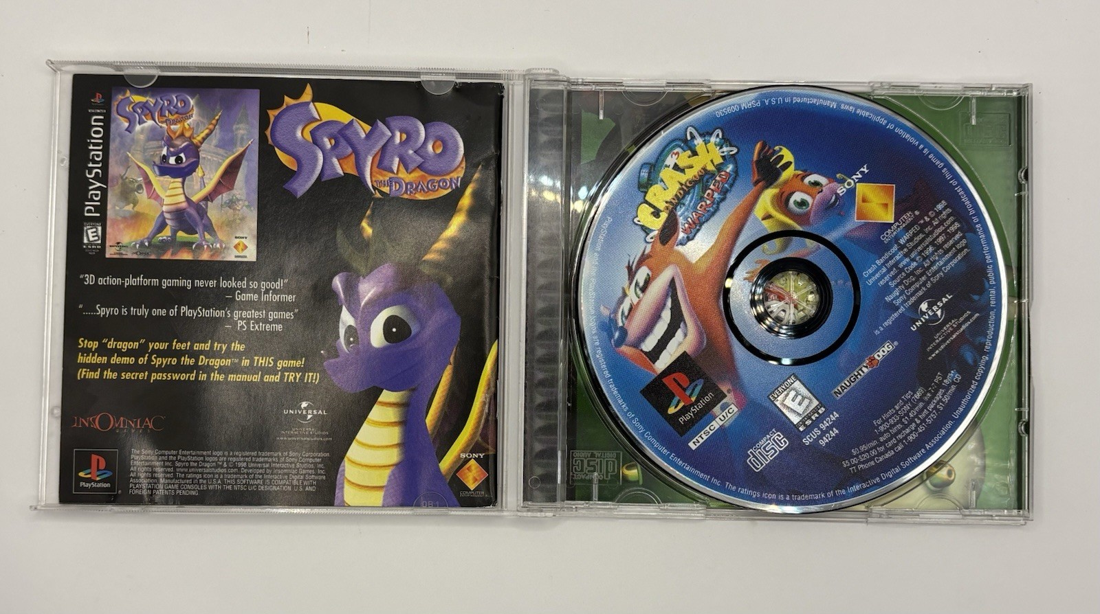Sony PS 1 Console Bundle Tested/Working Crash Bandicoot Trilogy Sealed Sampler