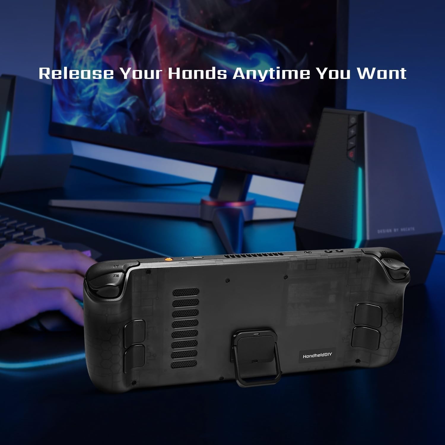 Translucent Cooling Modcase for Steam Deck LCD/OLED with Adjustable Kickstand