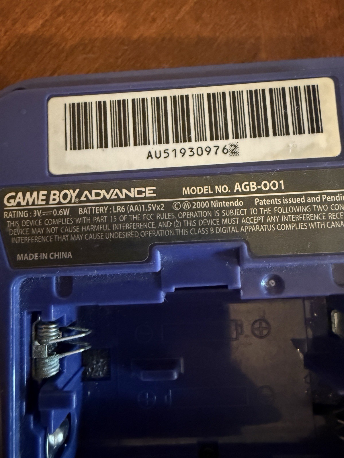 Nintendo Game Boy Advance Indigo Console Tested Working AGB-001