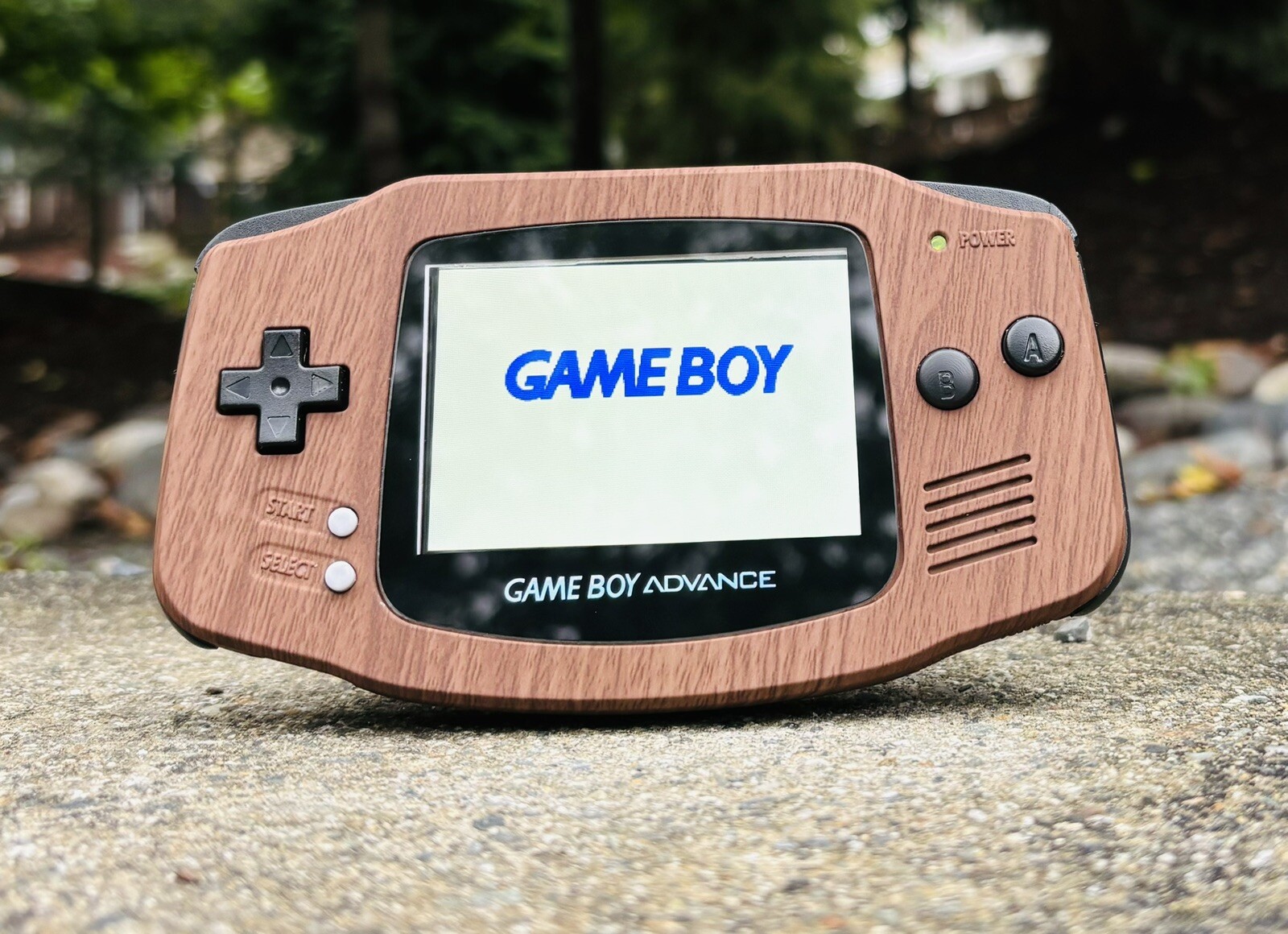 Gameboy Advance Soft Touch Wood Pattern Gaming Console IPSV2 Backlight & USB C