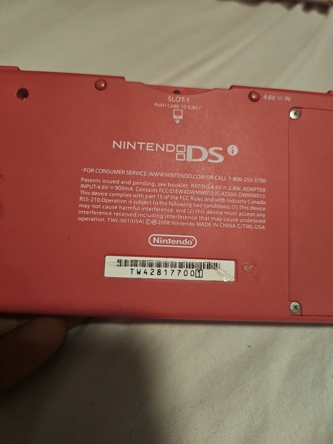 Nintendo DSI Pink Handheld Game Console No Pen No AC Adapter