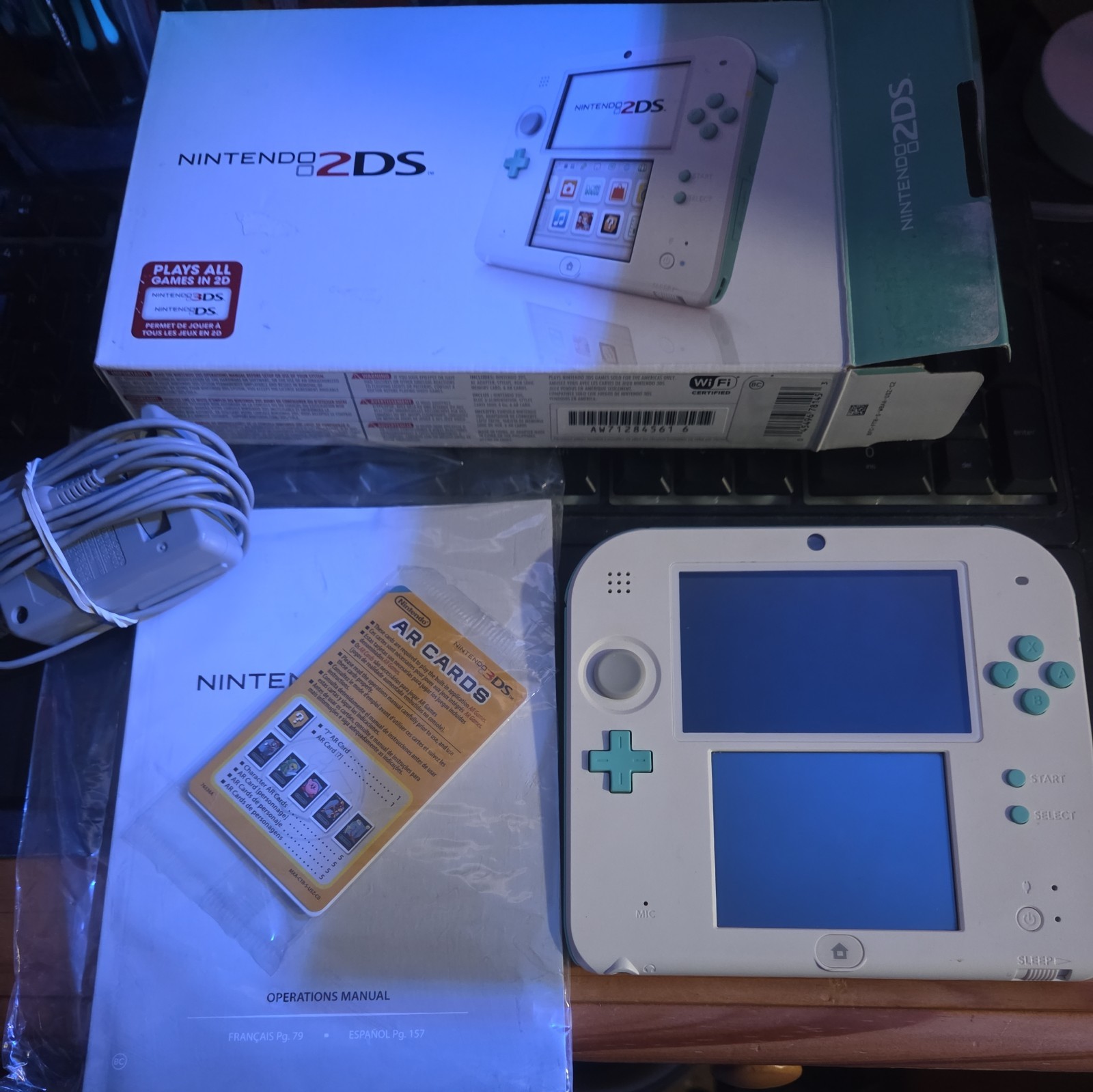 Nintendo 2DS Sea Green Handheld System Console AR Cards and Stylus included….