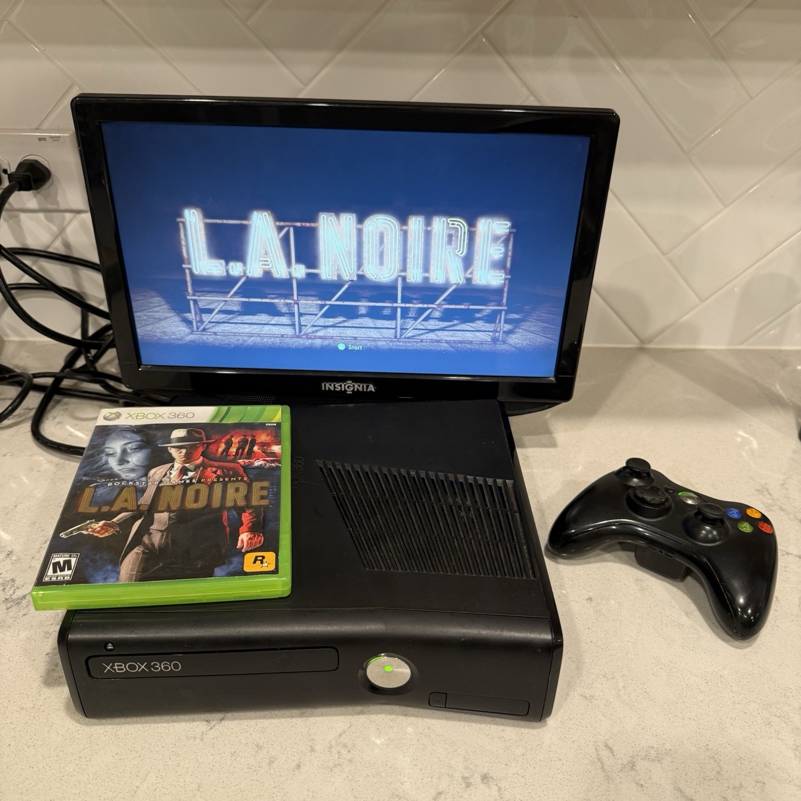 Microsoft Xbox 360 Black S 250GB Console Bundle w 5 🔥Games -Midnight Club, Halo