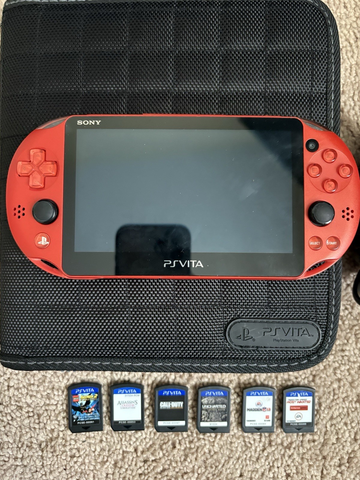 Sony PS Vita PCH-2000 Red Region Free With 6 Games & Case & Charger – 🔥🔥🔥
