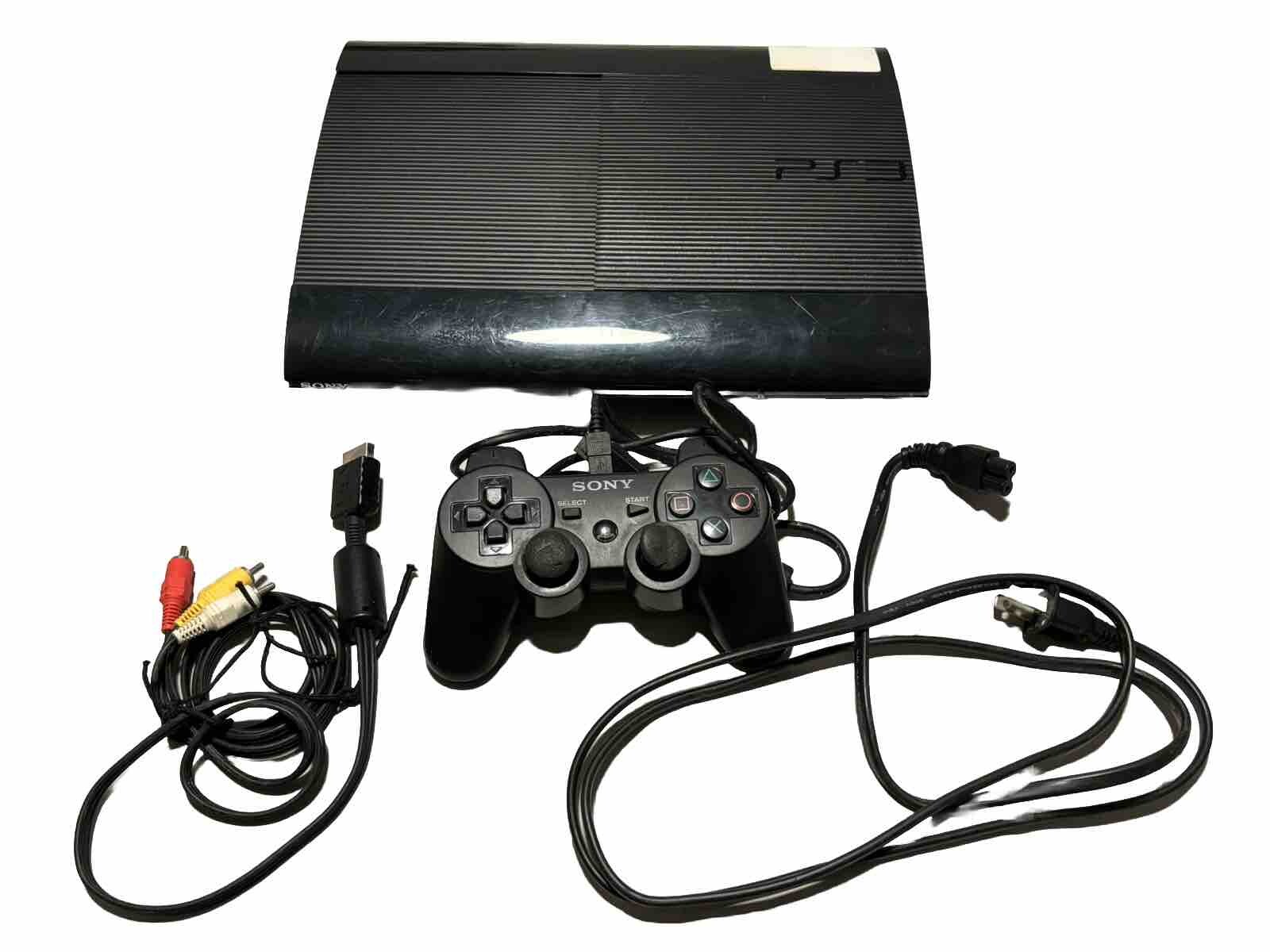 Sony PlayStation 3 Console PS3 Super Slim Black Controller Cords For Parts Only