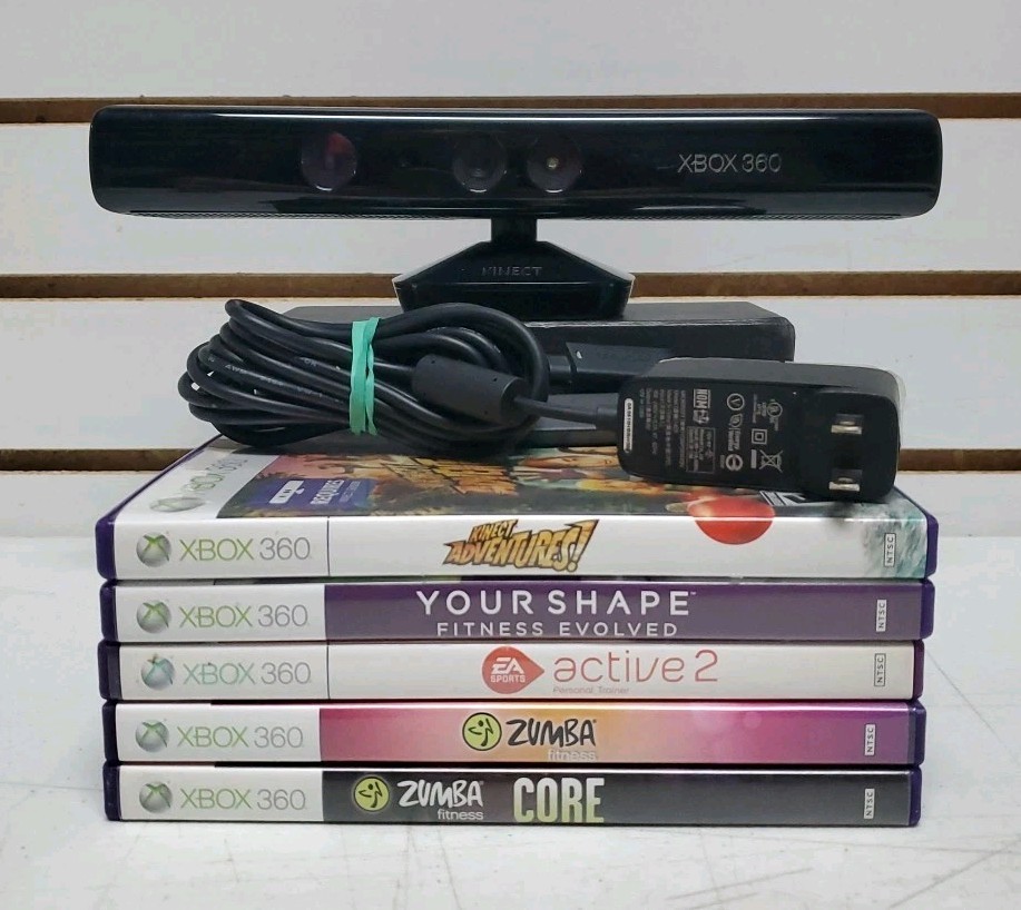 Xbox 360 Kinect Sensor Bar Bundle w/Games – Tested & Works – Lot #18 *READ*