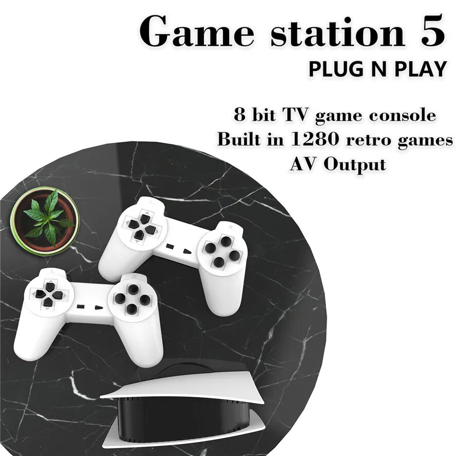 Retro game console, with 1,280 built-in games and dual game controllers