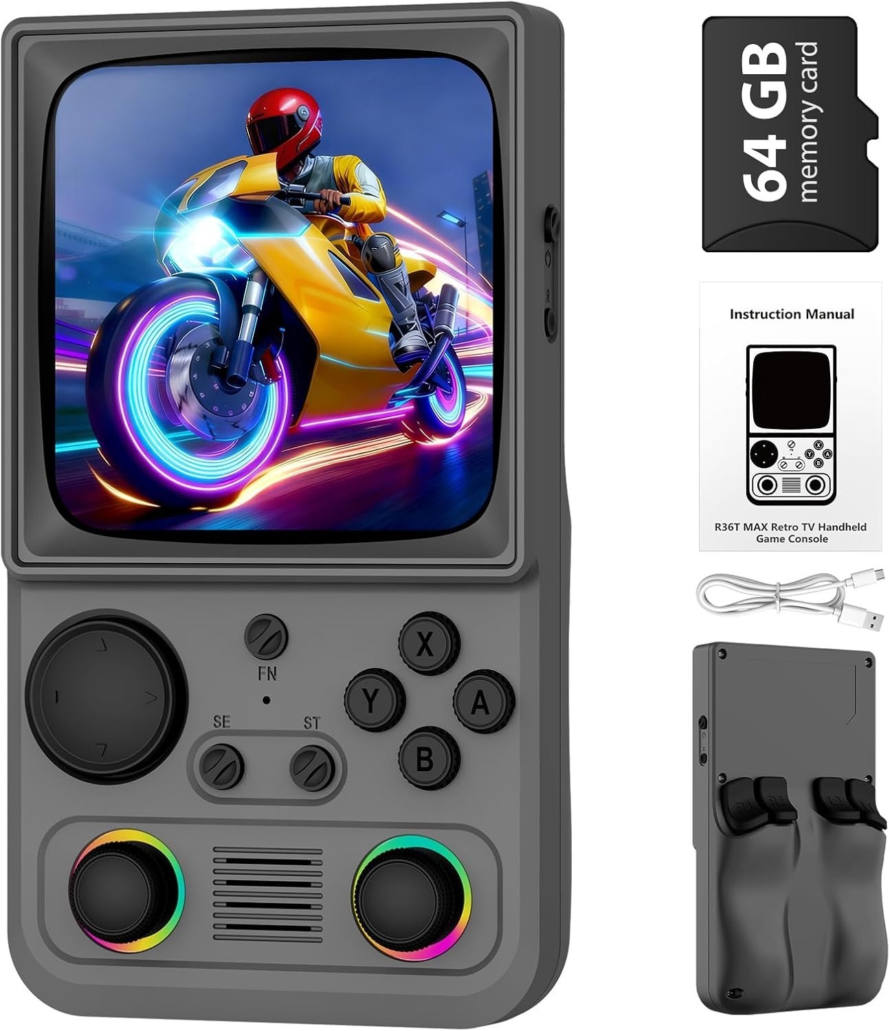 Explore Classics with R36TMAX: Handheld Console, 64GB Storage, 10-Hour Playtime