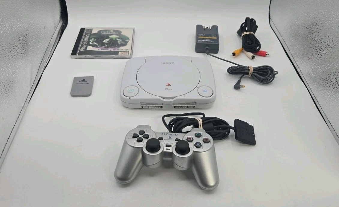Sony PS One Console Bundle Controller Cables Memory Card Tested Game