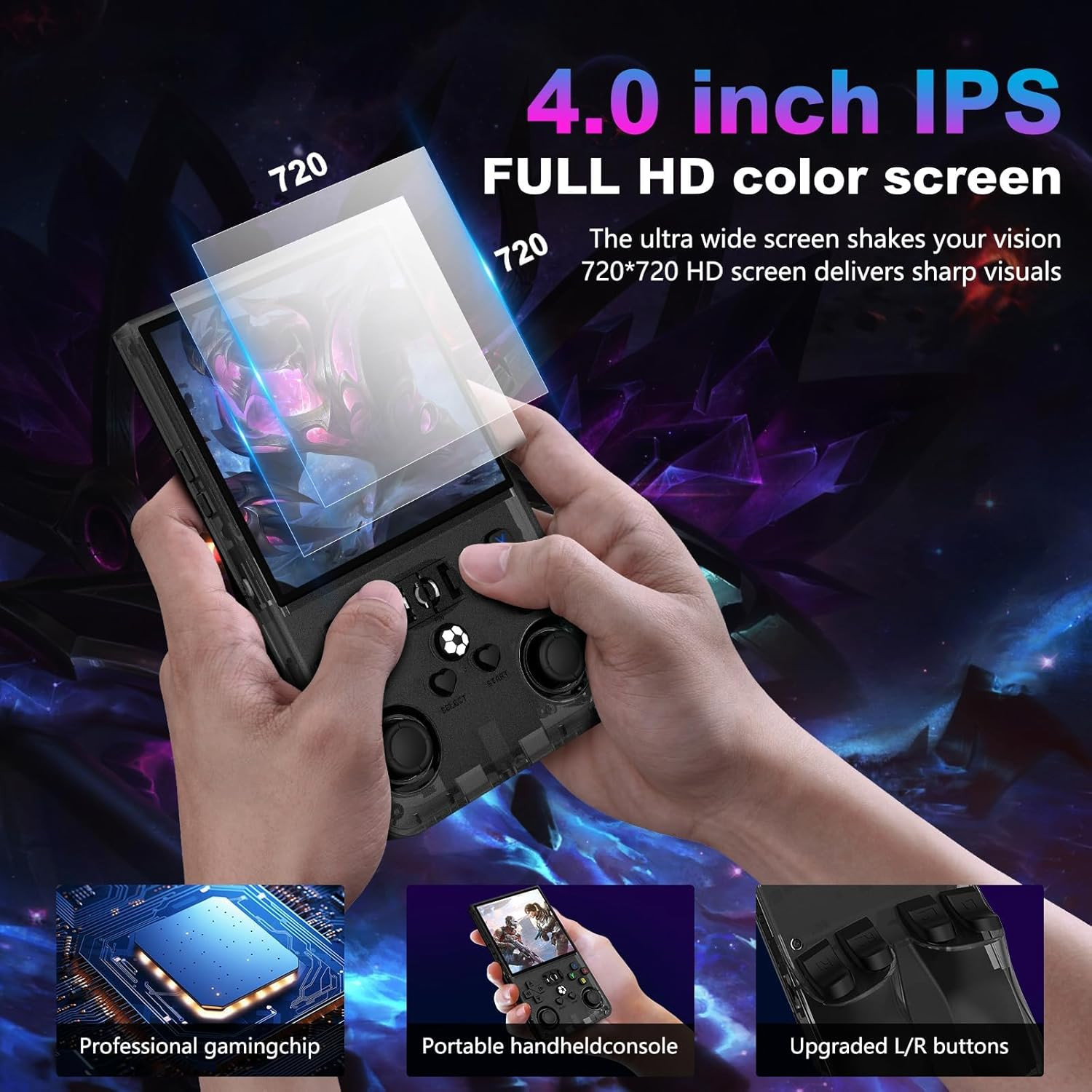 R36MAX Retro Handheld Game Console, 4.0 Inch 720X720 IPS Screen, 64GB Built-In 1