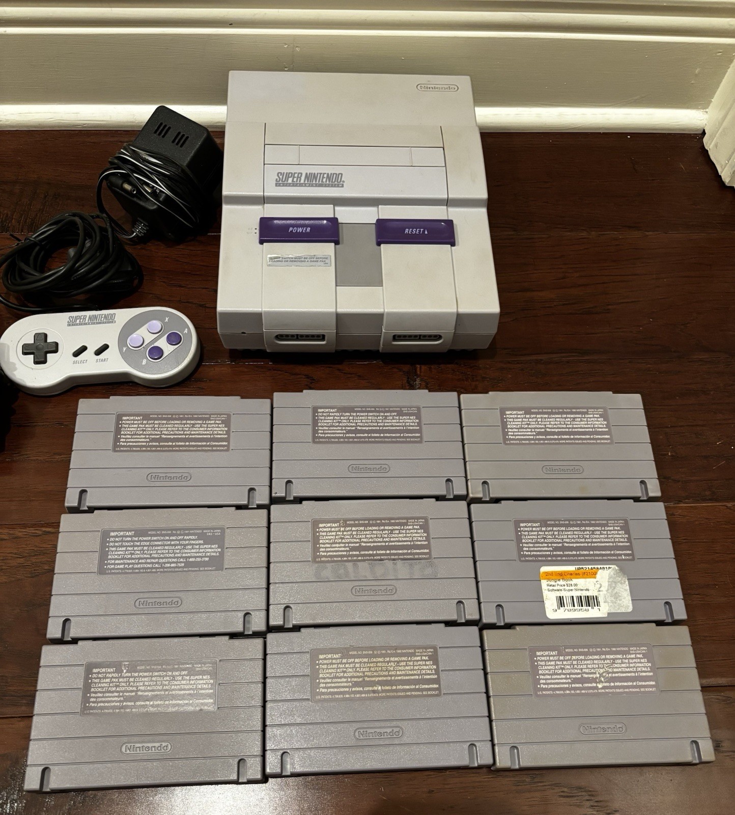 Super Nintendo 1 Chip SNES Console Bundle 1CHIP-with Games-Super Mario World