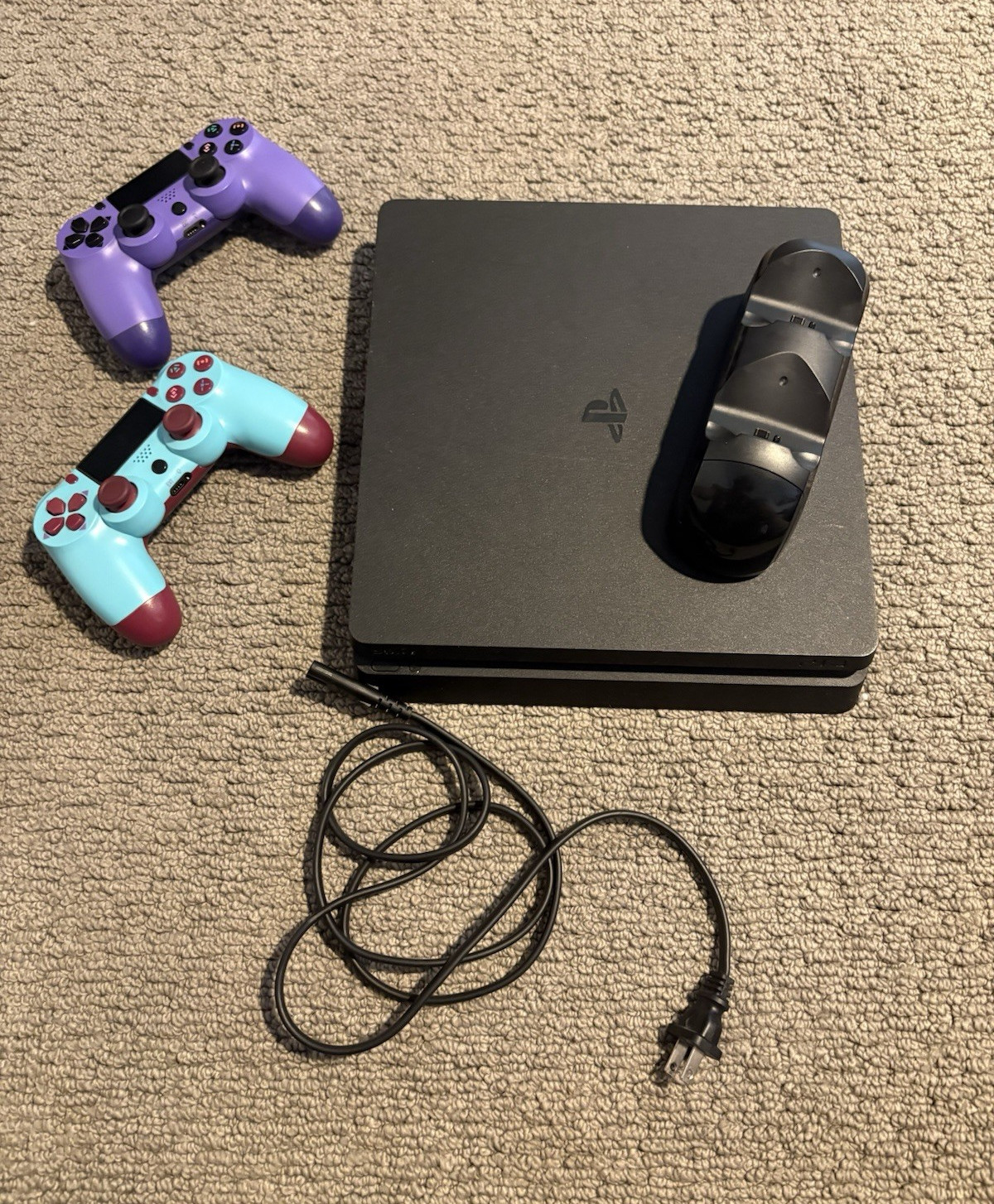 Sony PlayStation 4 Slim 1TB Black Console w/ 2 Controllers & Power Cable