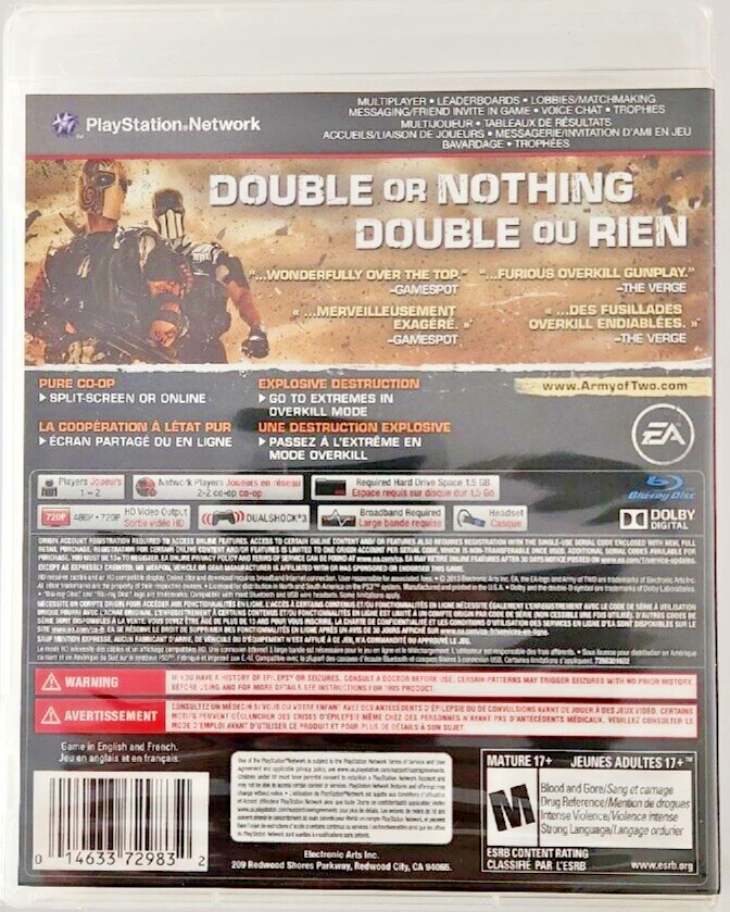 Army of TWO The Devil’s Cartel PS3 Brand New Game Special (2013 Shooter)