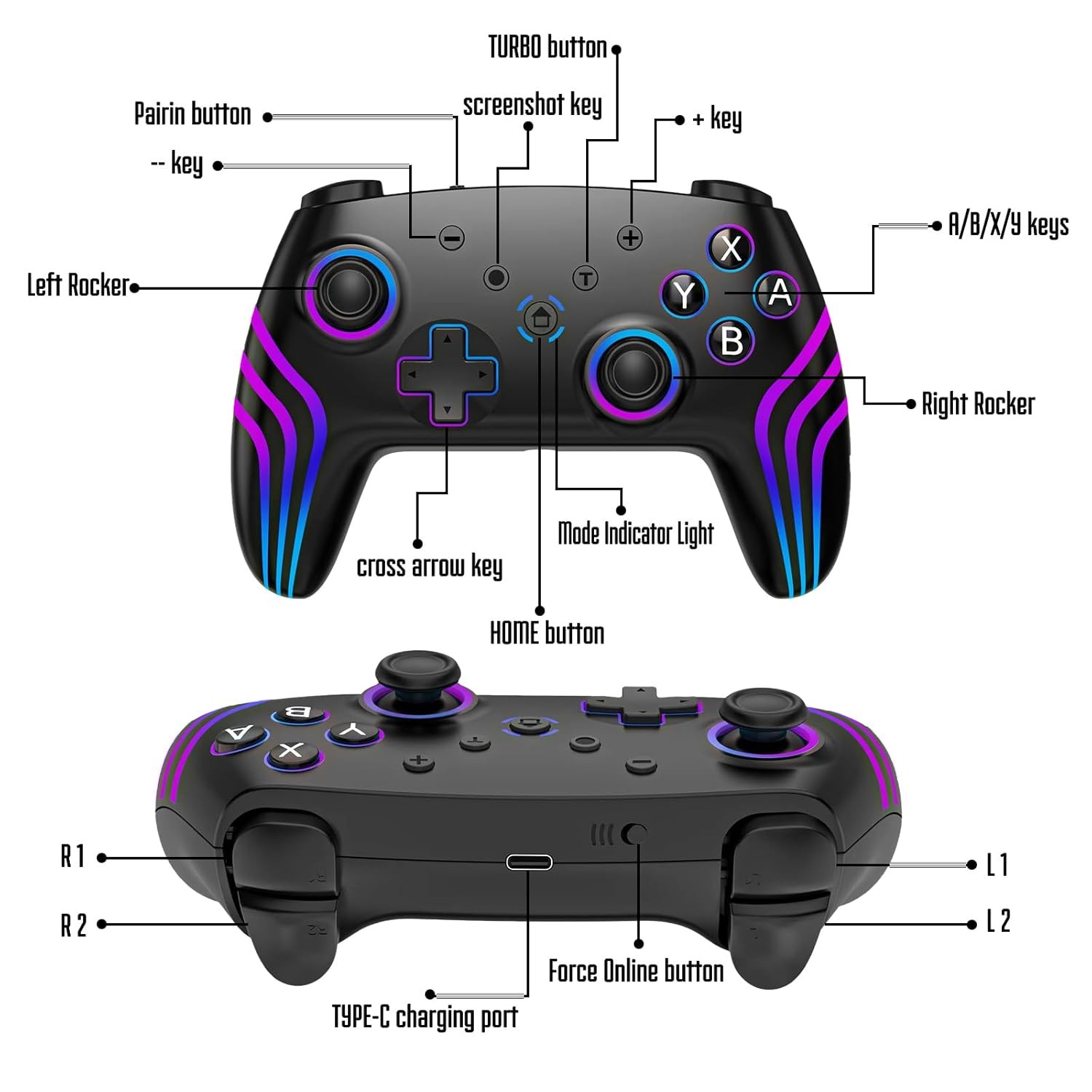 MYSTILUCK Wireless Pro Controller for Switch/Switch 2/Lite/OLED/PC, Gamepad…