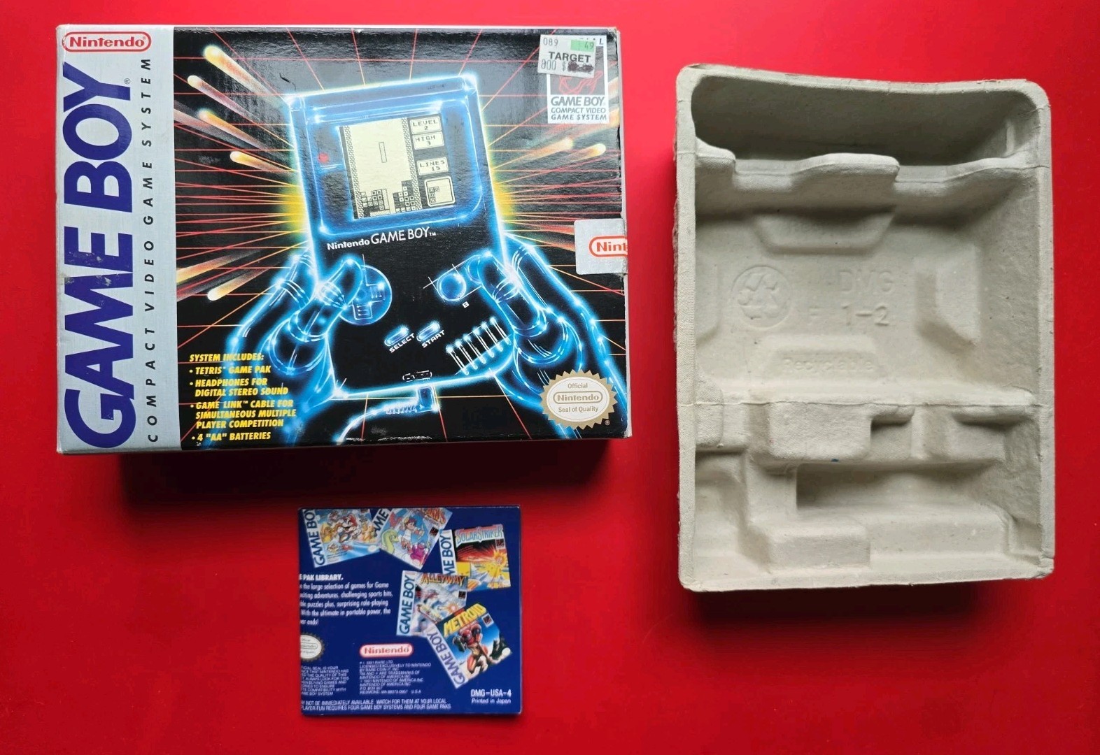 Original Nintendo Game Boy DMG-01 Box Tray Insert Paperwork No Handheld System