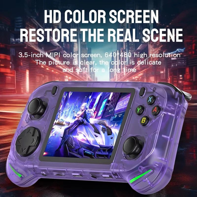 RX6H Retro Handheld Game Console Linux System 3.5 Inch IPS Screen Portable Pocke