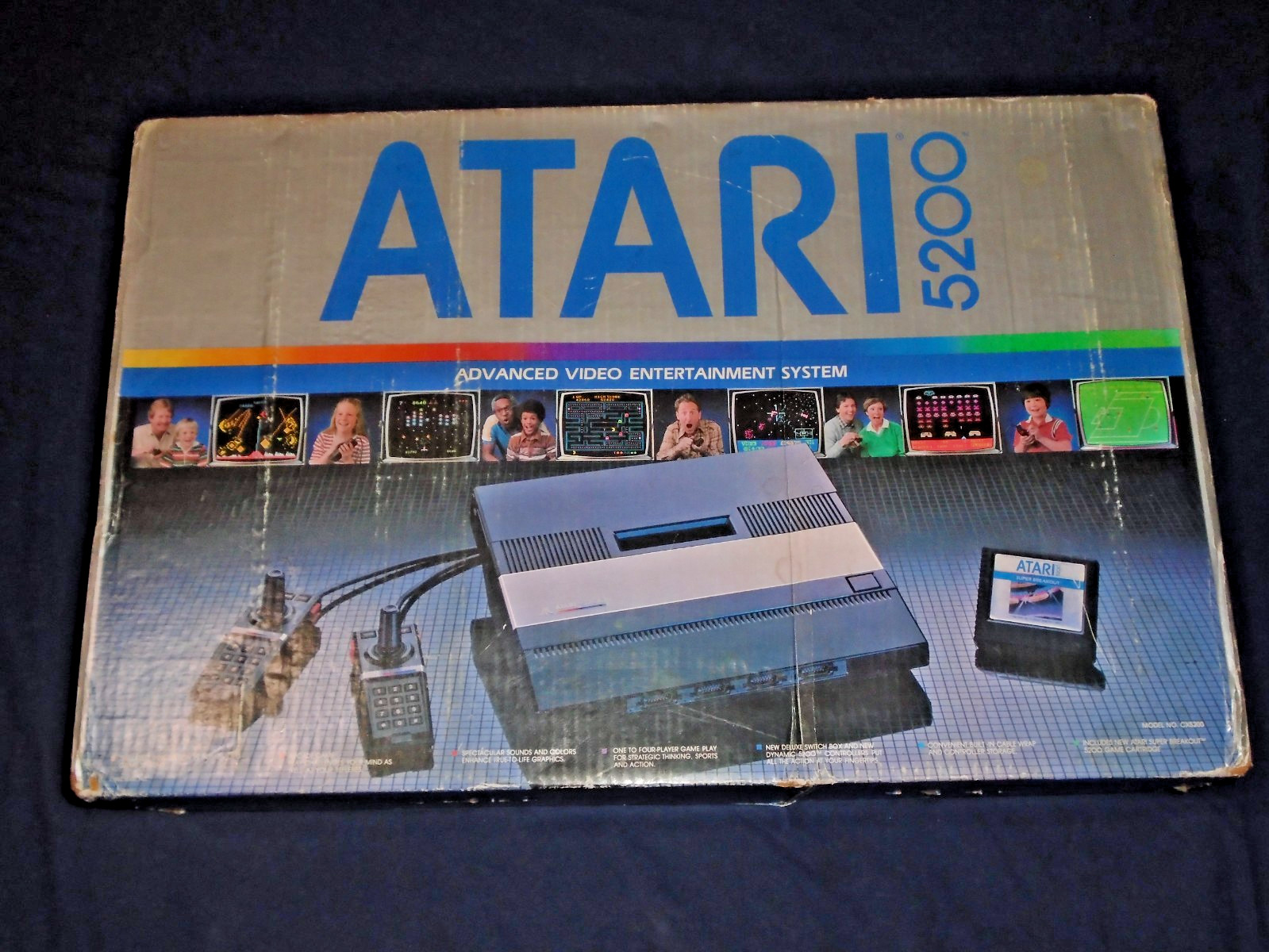 Atari 5200 Super System Console CIB Complete AC Switch Box 2Controllers 6Games +