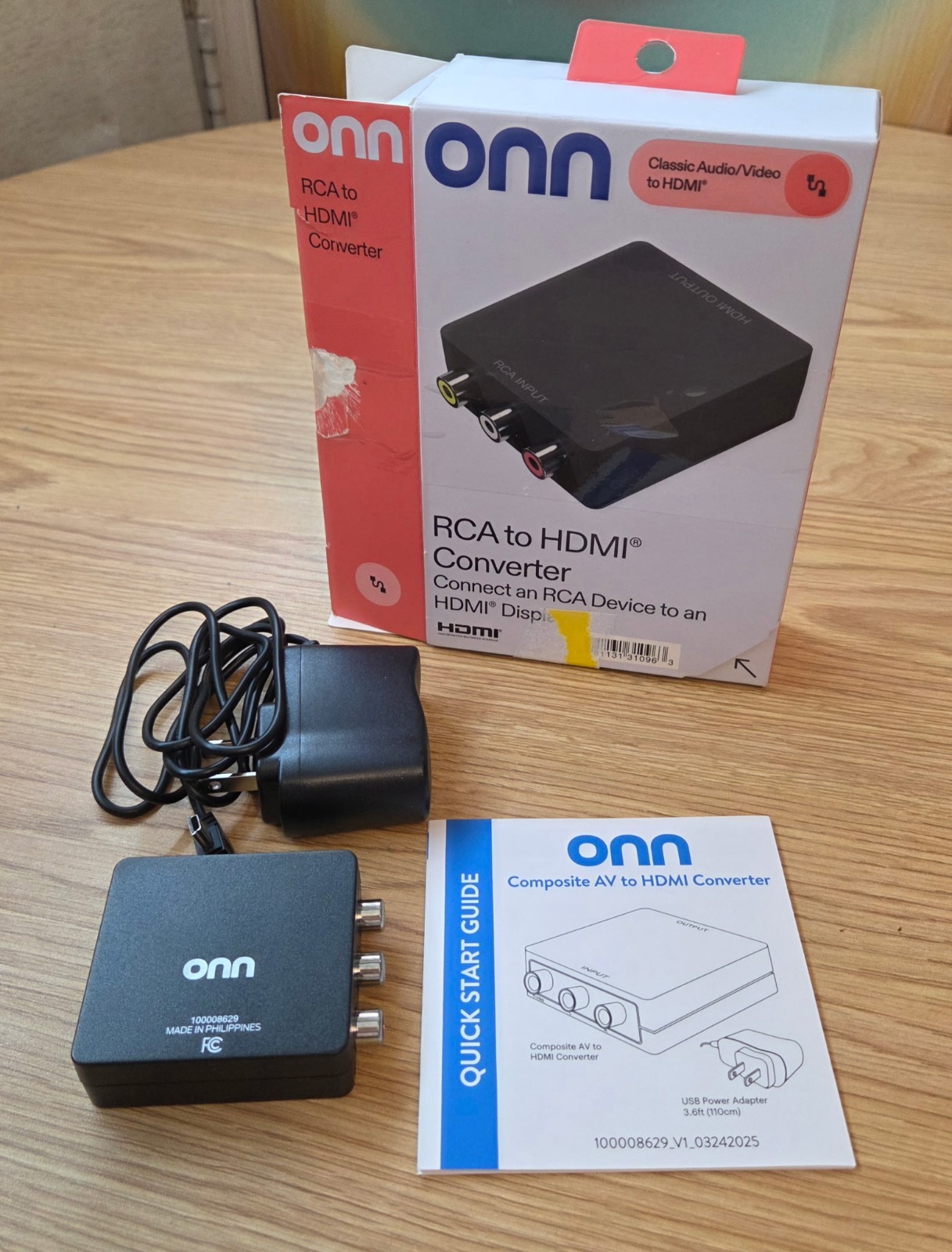 Onn. Composite AV To HDMI Adapter 1080P HD Quality (100008629) New OPEN BOX