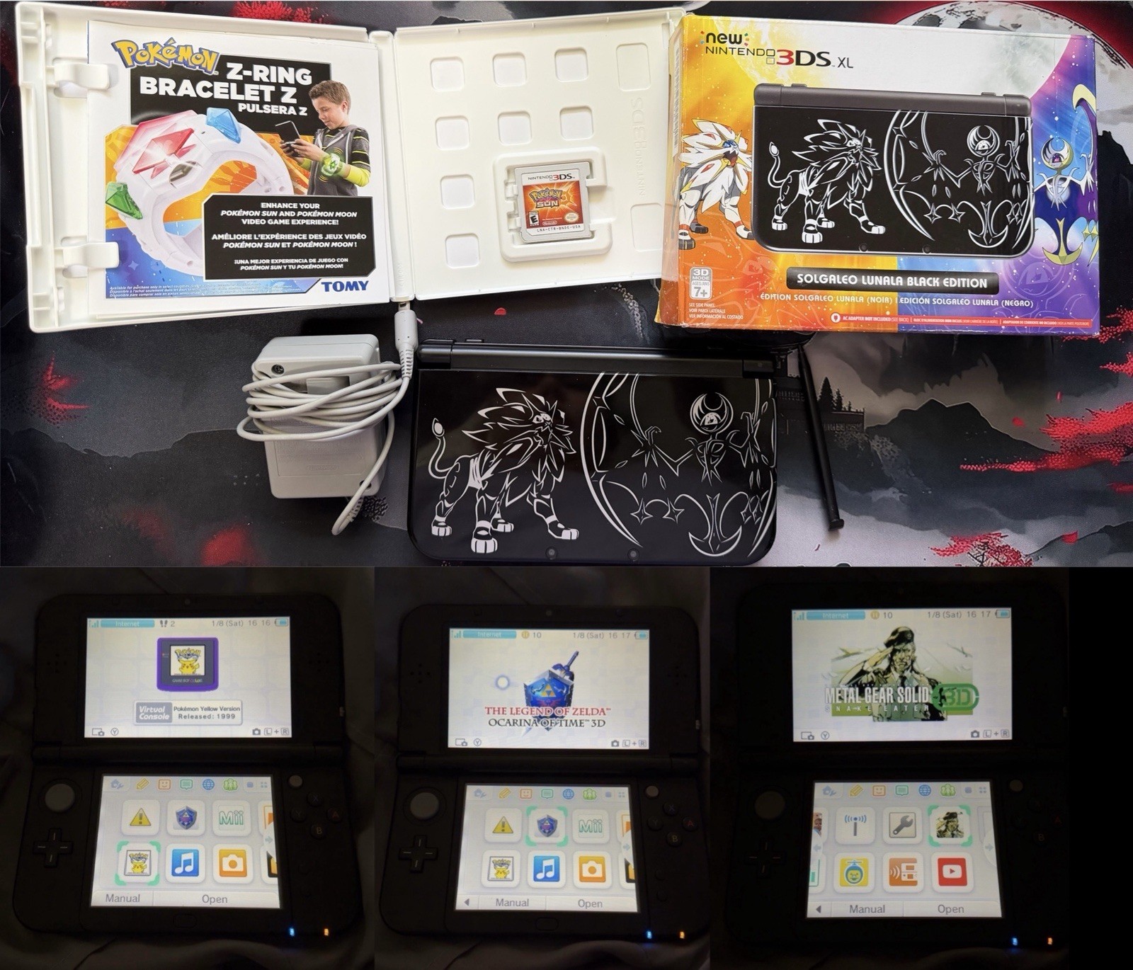 NINTENDO 3DS XL POKEMON SOLGALEO LUNALA BLACK (USA) SUN AND MOON POKEMON YELLOW