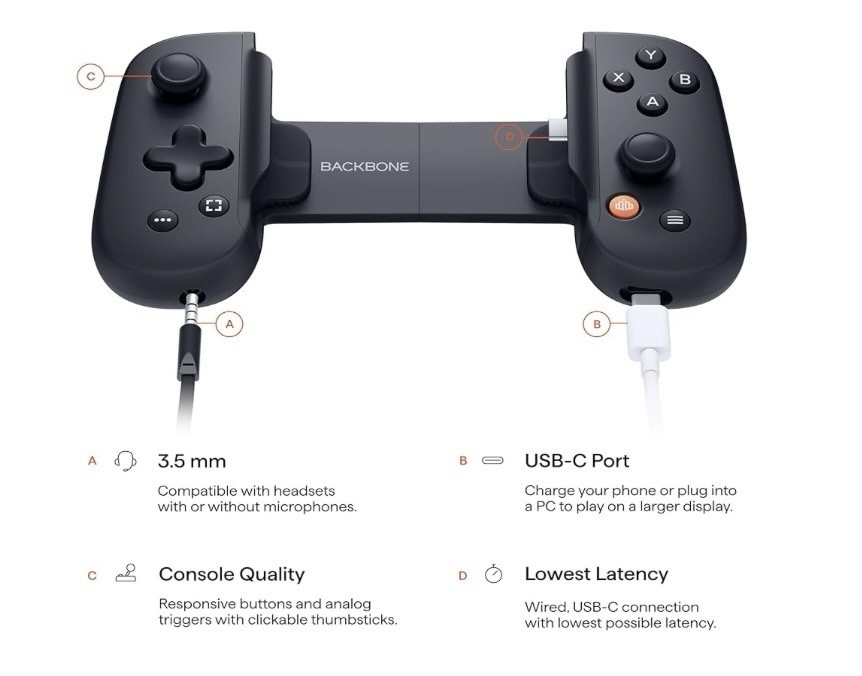 New Backbone One 2nd generation Mobile Gaming Controller BB-51-P-BR USB-C
