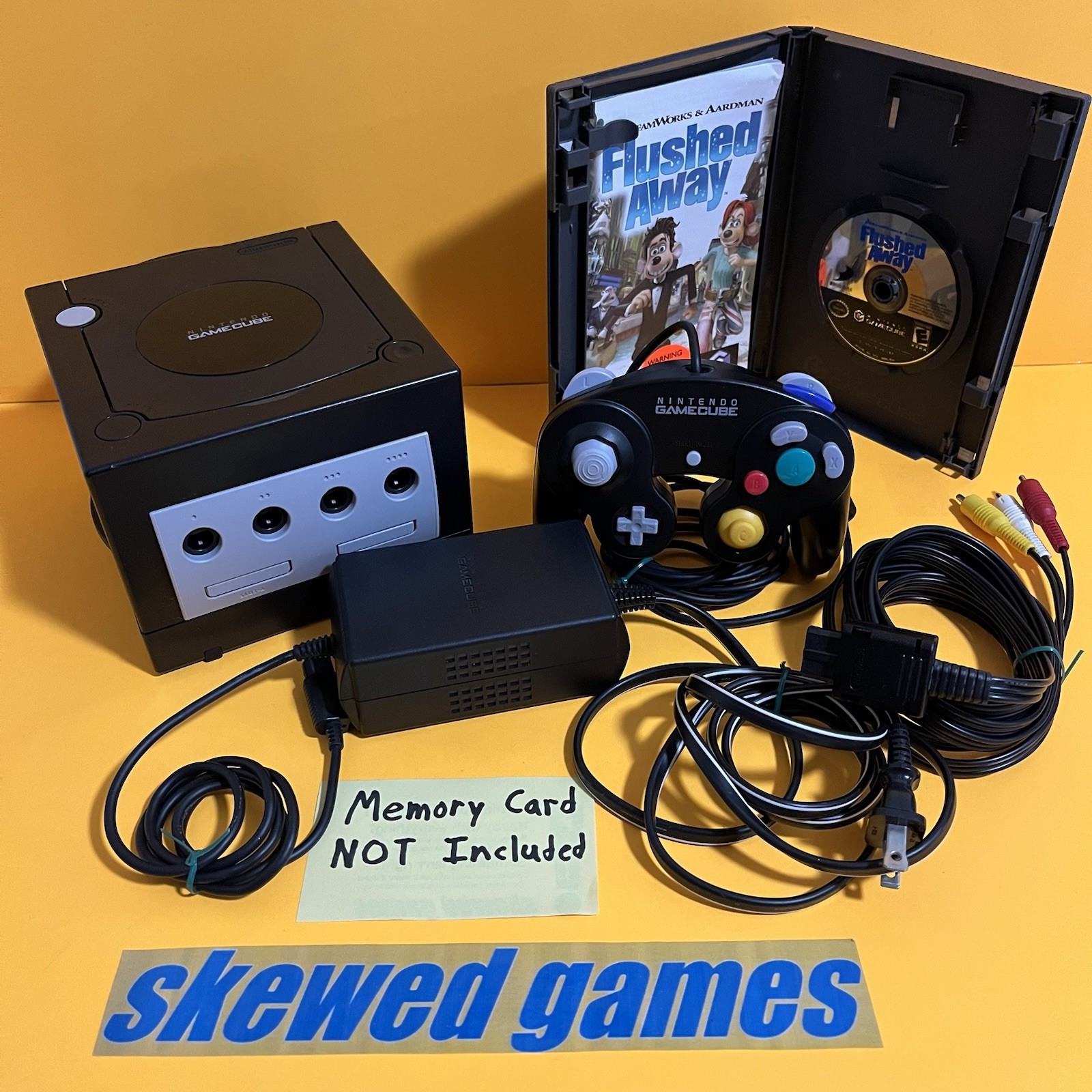 Nintendo GameCube Black Console DOL-001(USA) with OEM Controller & Cables & Game