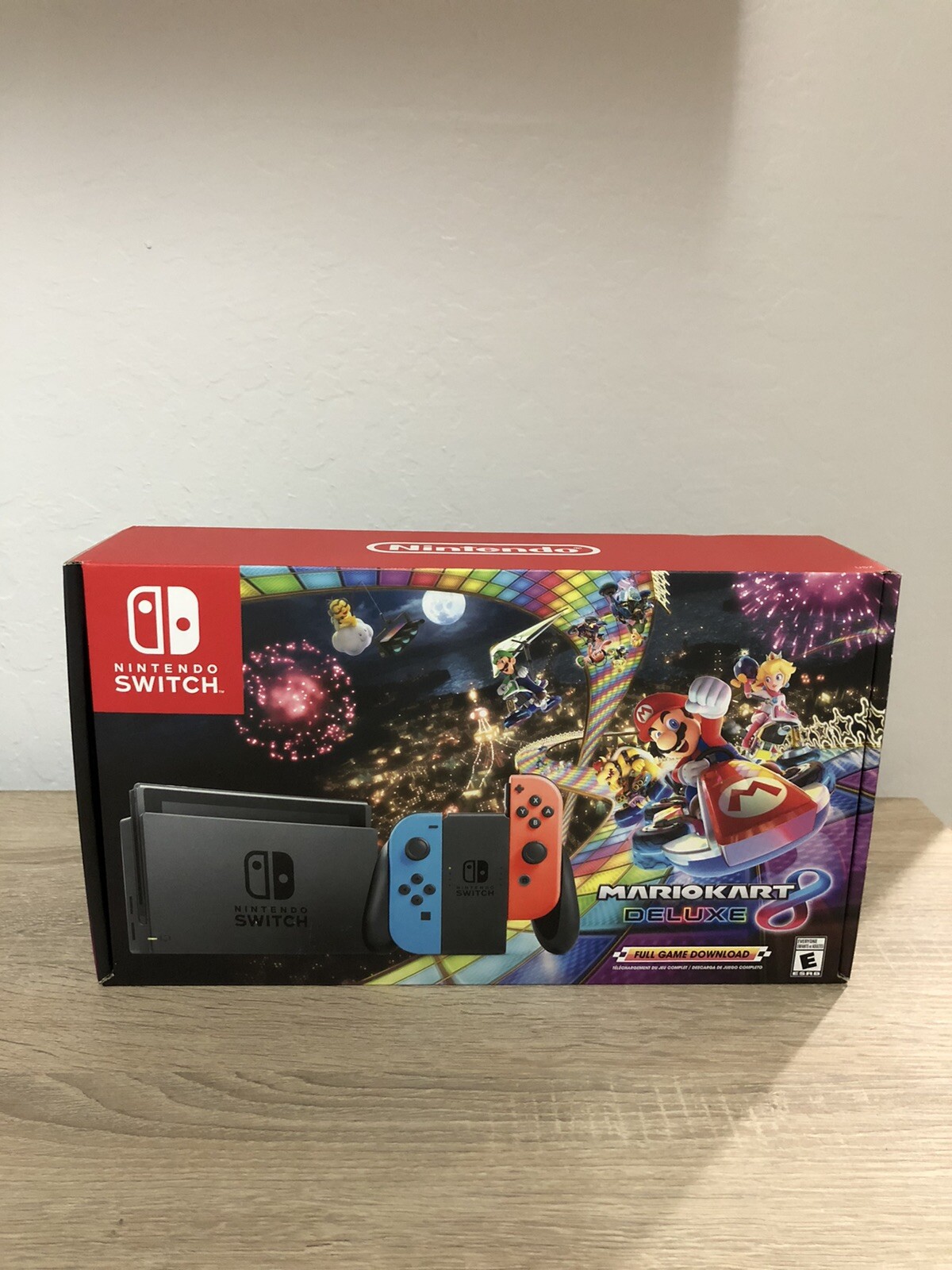 Nintendo Switch Mario Kart 8 Deluxe Bundle Neon Red/Blue Rare Brand New!