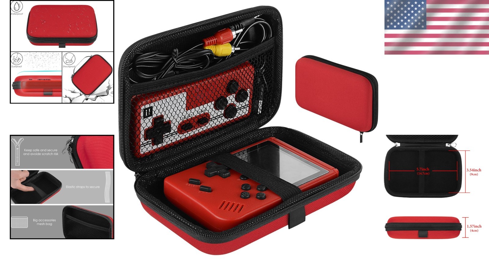 Compact EVA Game Console Case with Mesh Pockets – Ideal for Travel, 6.3″ x 4.13″