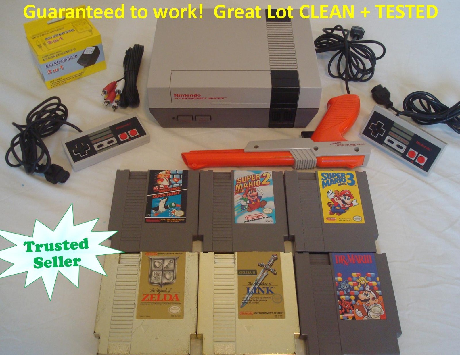 Nintendo NES Console Bundle NEW PIN Game Lot Super Mario 1 2 3 GOLD ZELDA + LINK