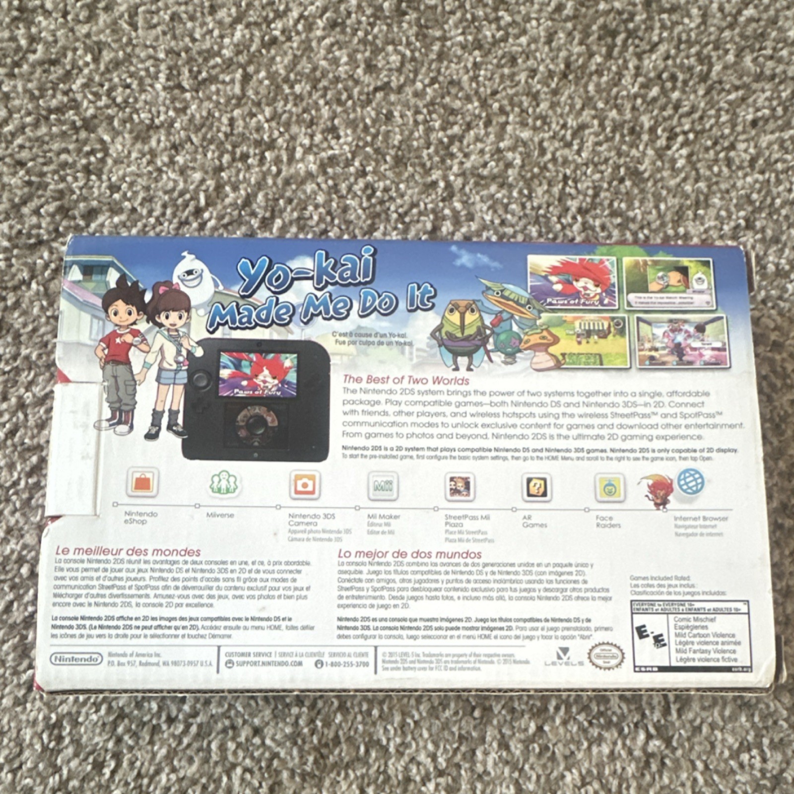 Nintendo 2DS Yo-kai Watch Edition Black/Red Handheld System Wi-Fi Camera eShop