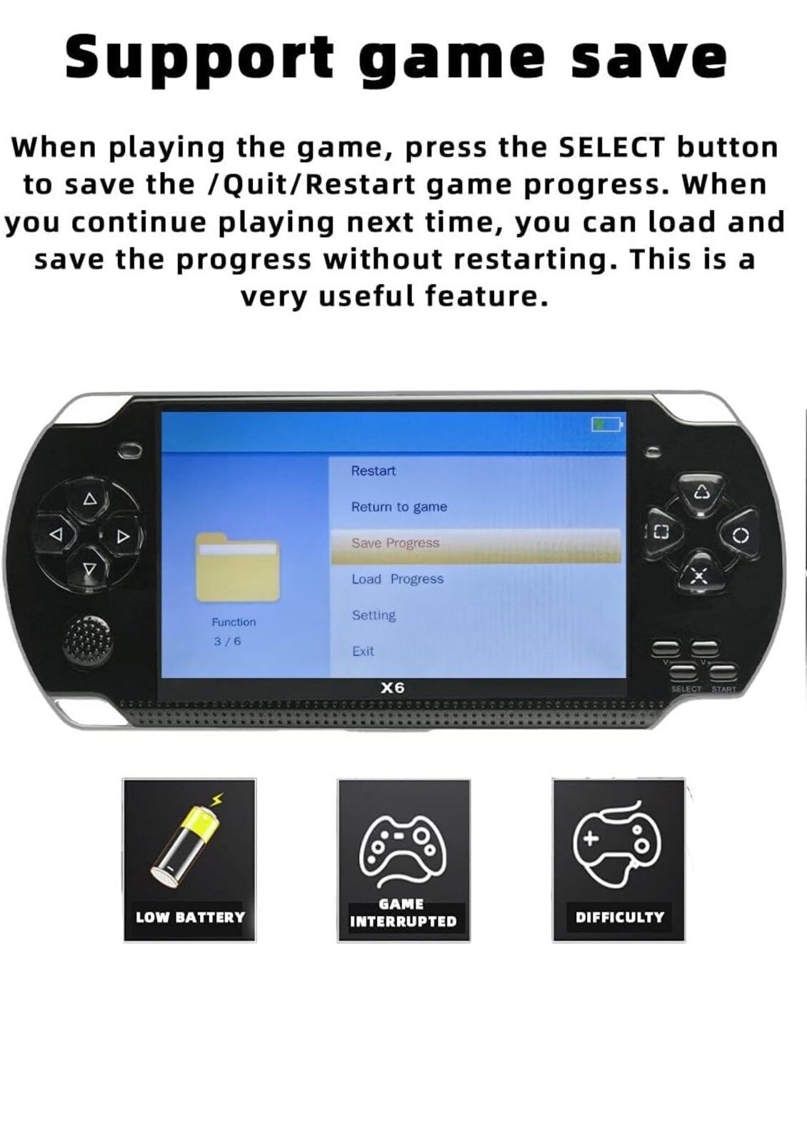4.3 Inch 8GB Handheld Game Console Built in 1500 Games for Multiple Simulators X