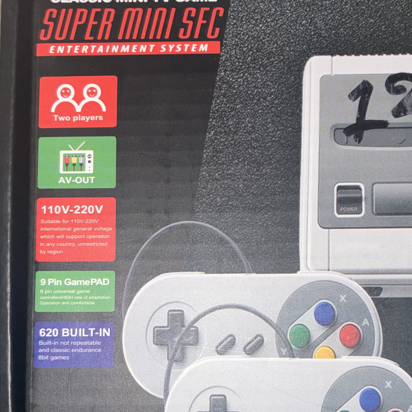 Super Mini SFC Classic Mini TV Game Console Gray AV-Out 620 Games 2 Controllers