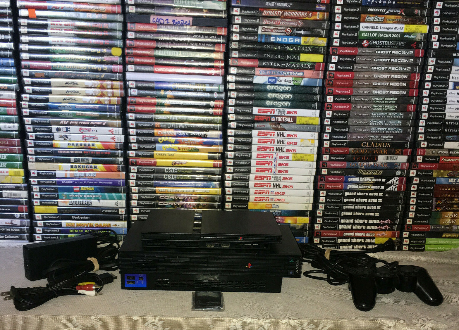 SONY PLAYSTATION 2 PS2 FAT OR SLIM CONSOLE LOT BUNDLE WITH 7 GAMES