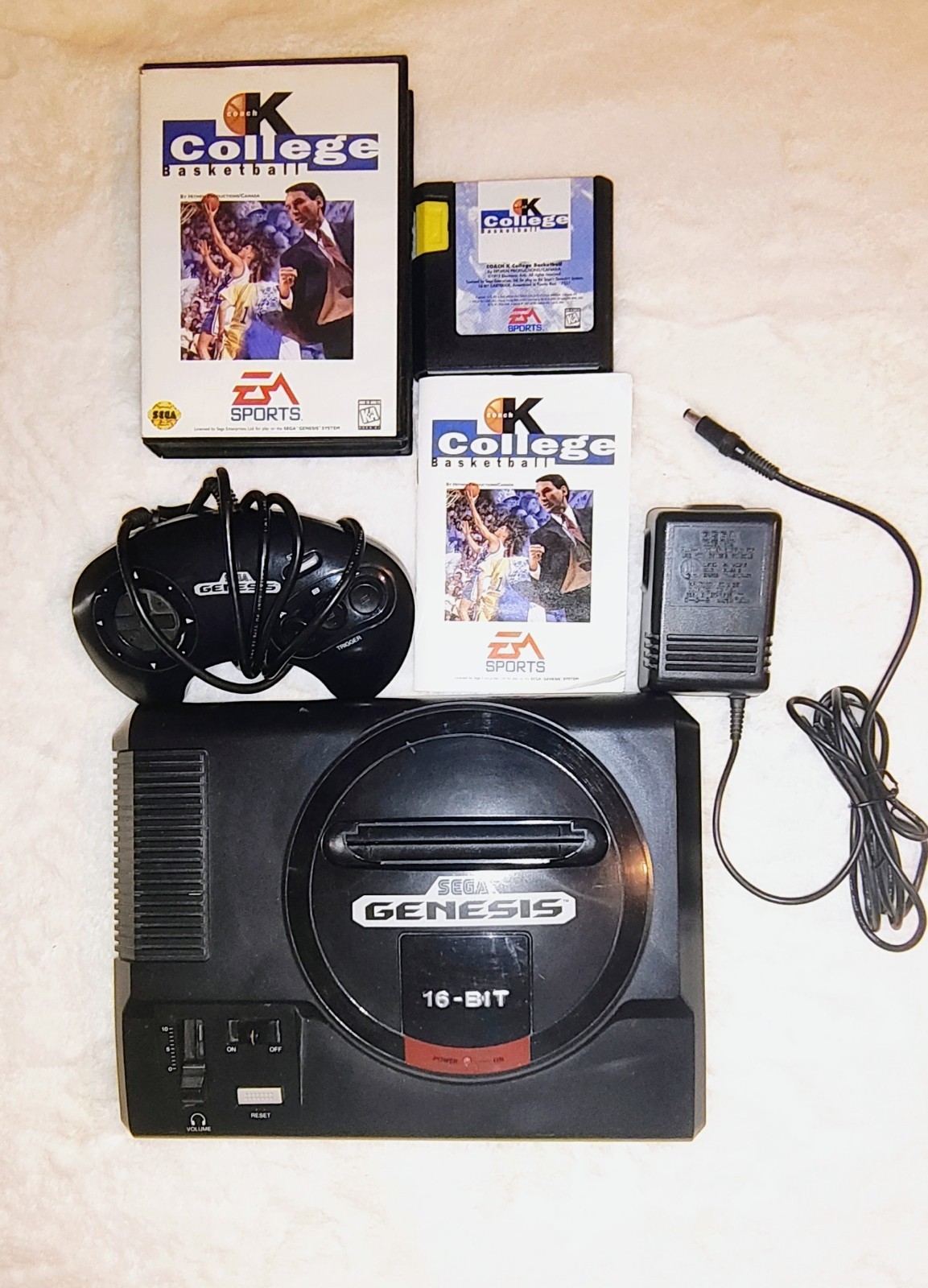 Sega Genesis Model 1 Console W/One Game, One Controller, AC Adapter Works OEM 👀