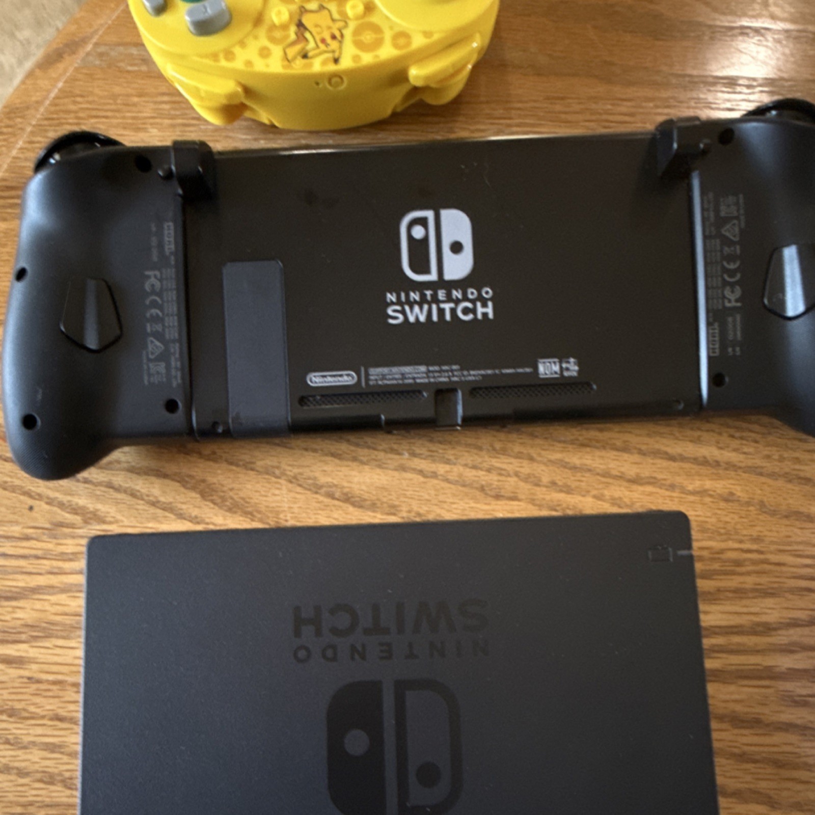 Nintendo Switch Console Black with Dock, Controllers, Pikachu Yellow Controller
