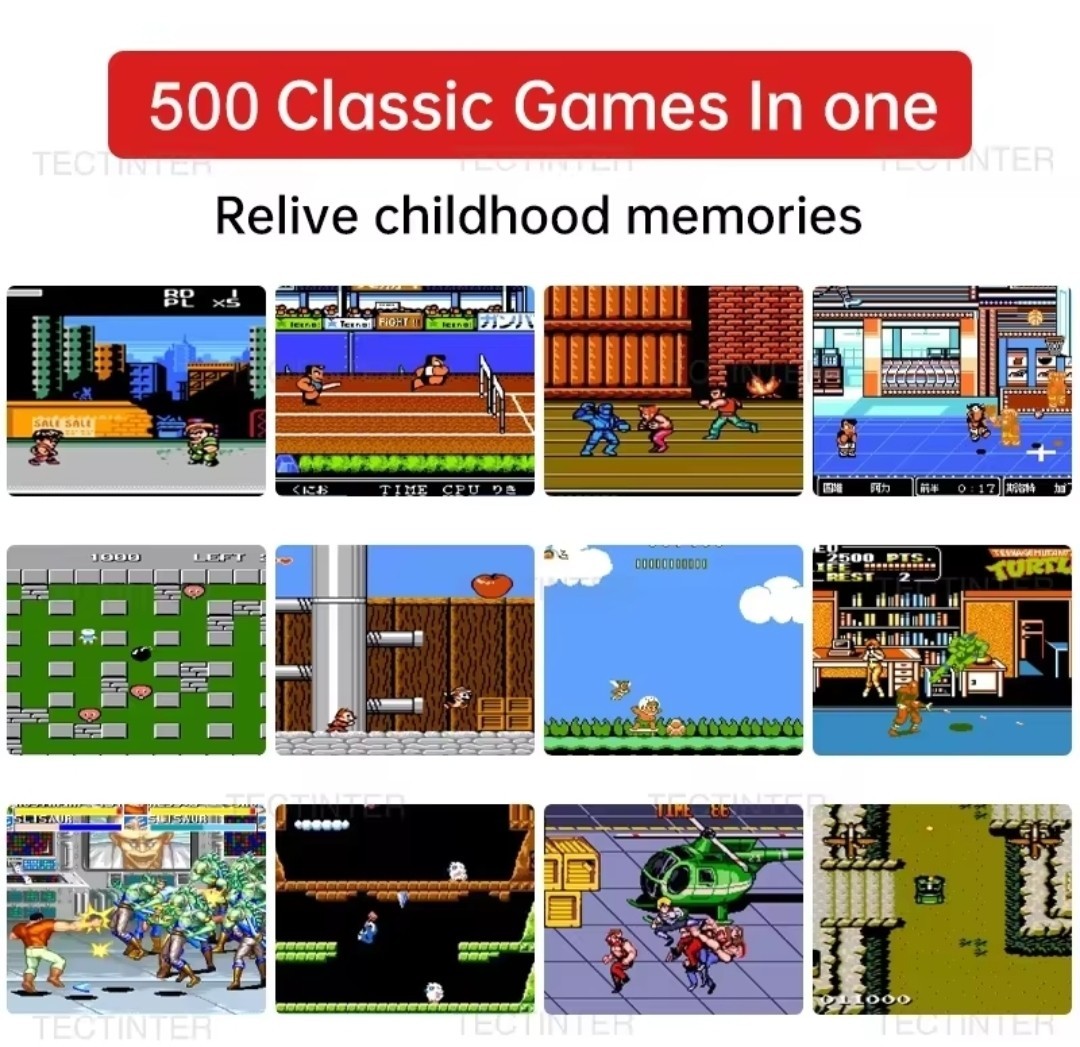 Game Box 3″ 8-Bit 500 Classic Handheld Console Red TV Gamepad Fun Mario Game