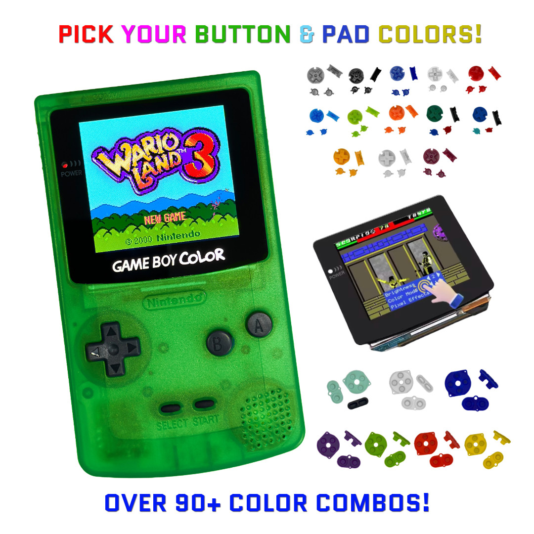 Nintendo Game Boy Color CLEAR GREEN System GBC AMOLED OLED XL Touch LCD Buttons