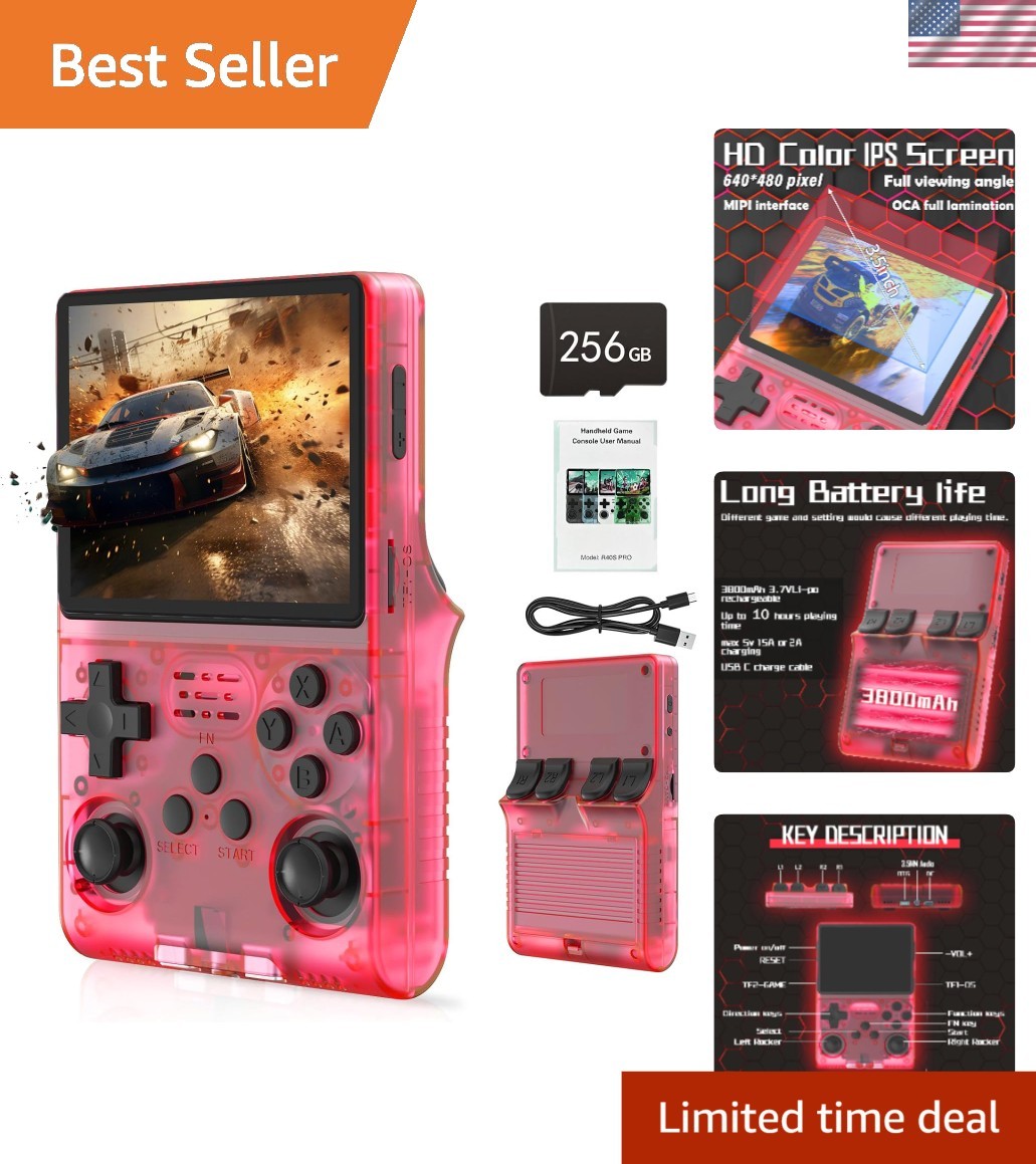 R40S PRO Handheld Game Console: 256GB Memory, Built-in Speakers & Joysticks
