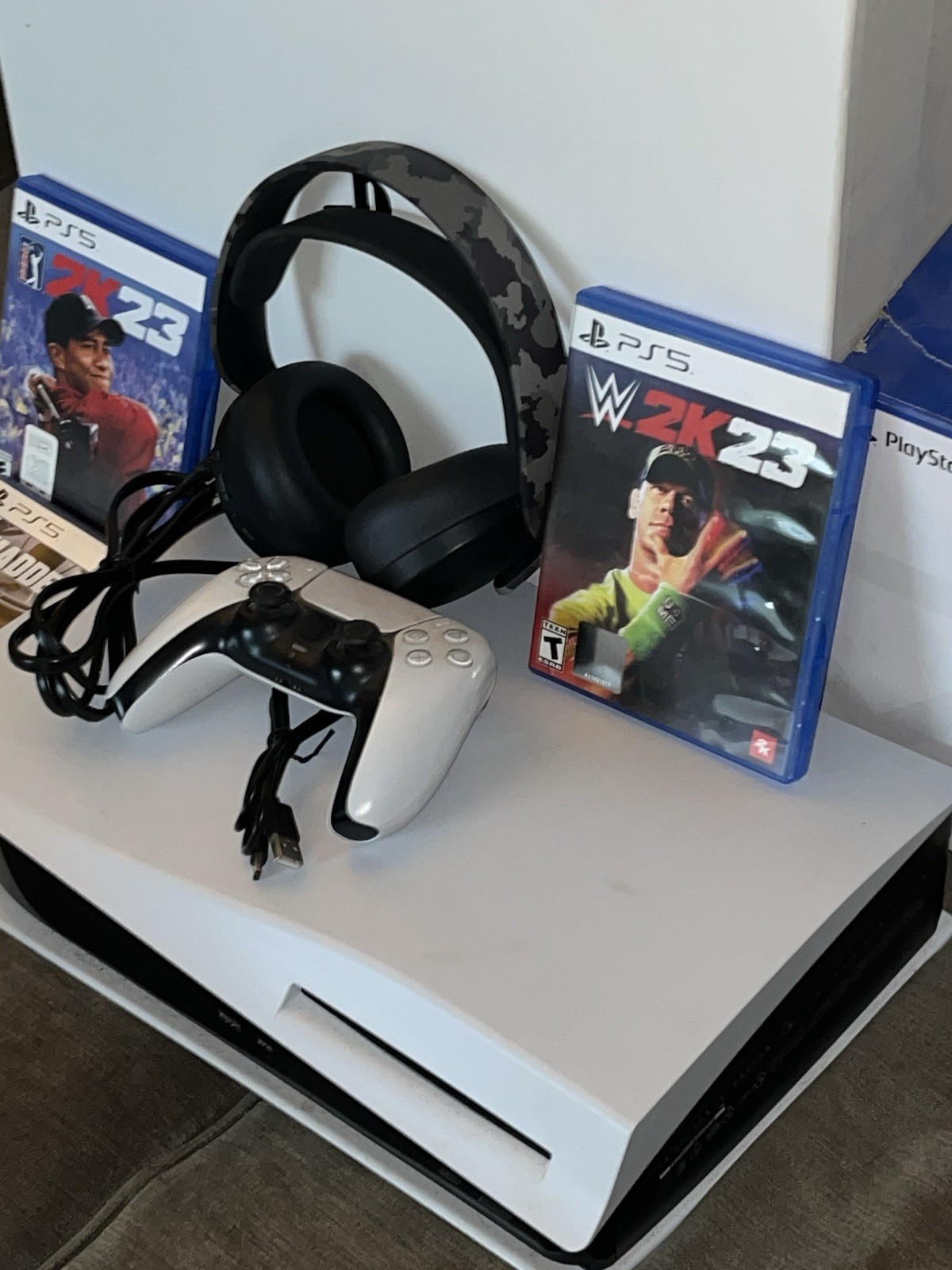 Sony PlayStation 5 Disc Edition 825GB – White With Wireless Headset & 3 Games