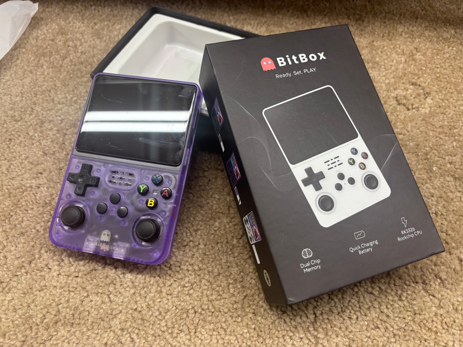 BitBox Retro Gaming Handheld Console – Transparent Purple – Thousands of Games!