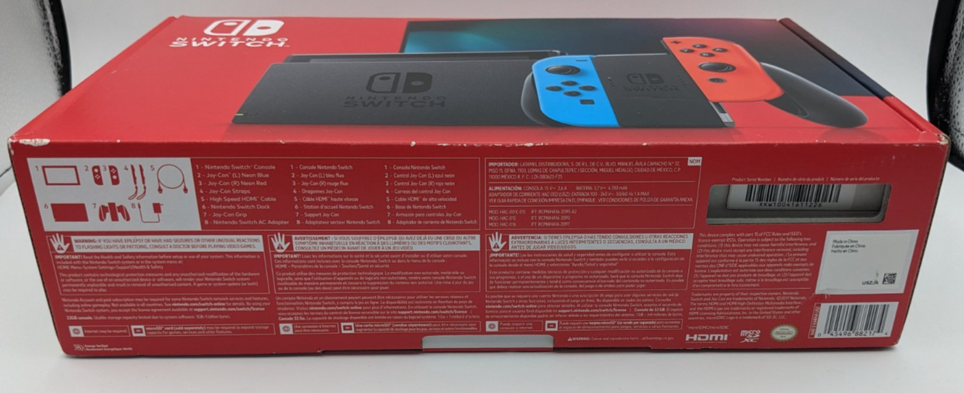 Nintendo Switch Neon Red and Blue Console (in Original Box + all accessories)
