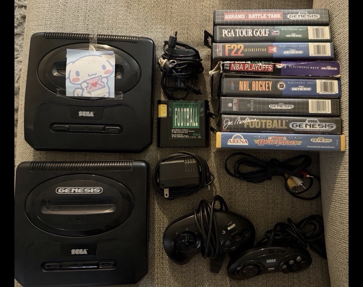 2x Sega Genesis Bundle MK-1631 – 2 Controllers – 9 Games – Tested, Working READ