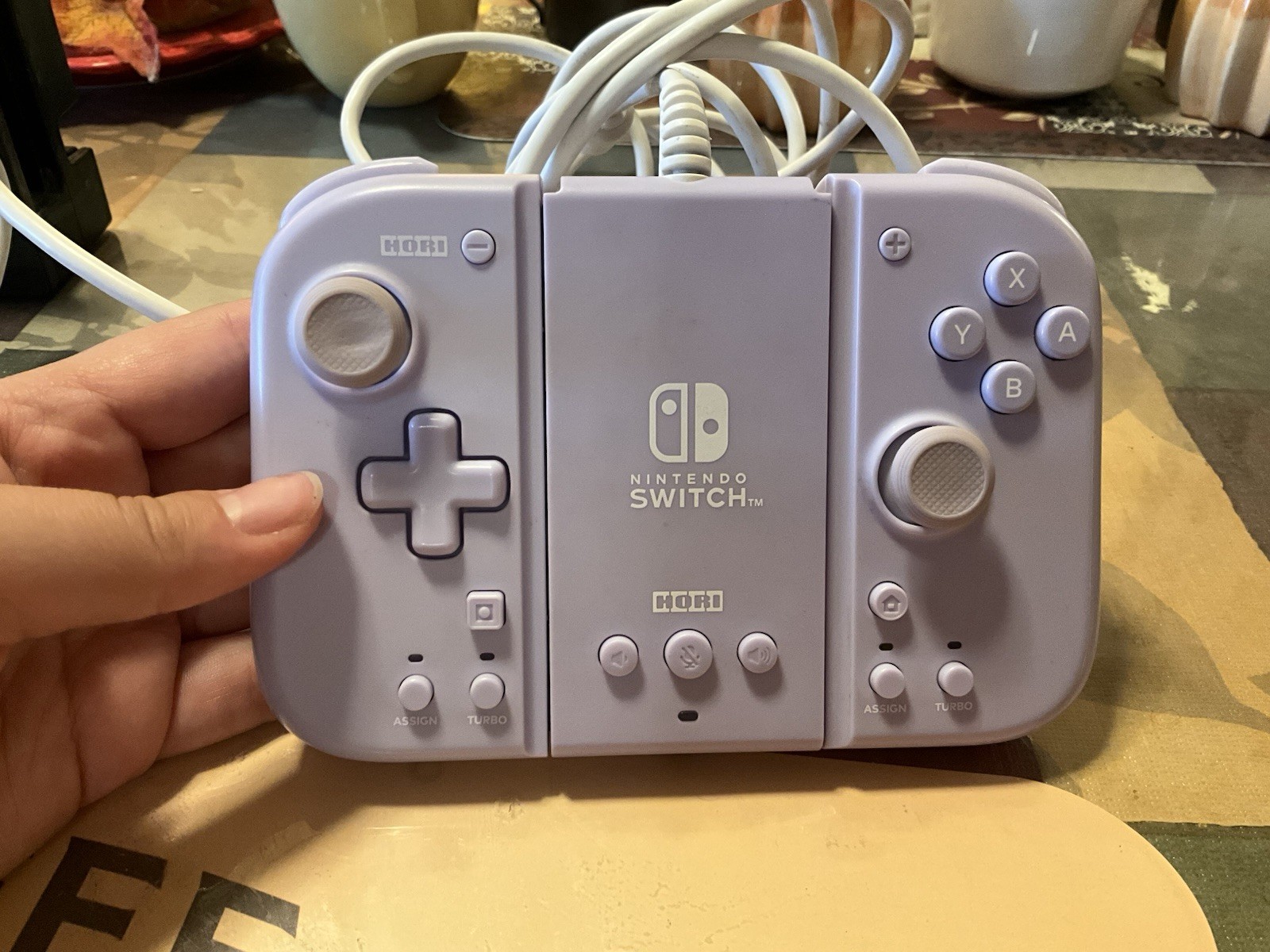 Nintendo Switch with Purple HORI Controllers Kirby Case Dock Charger HDMI